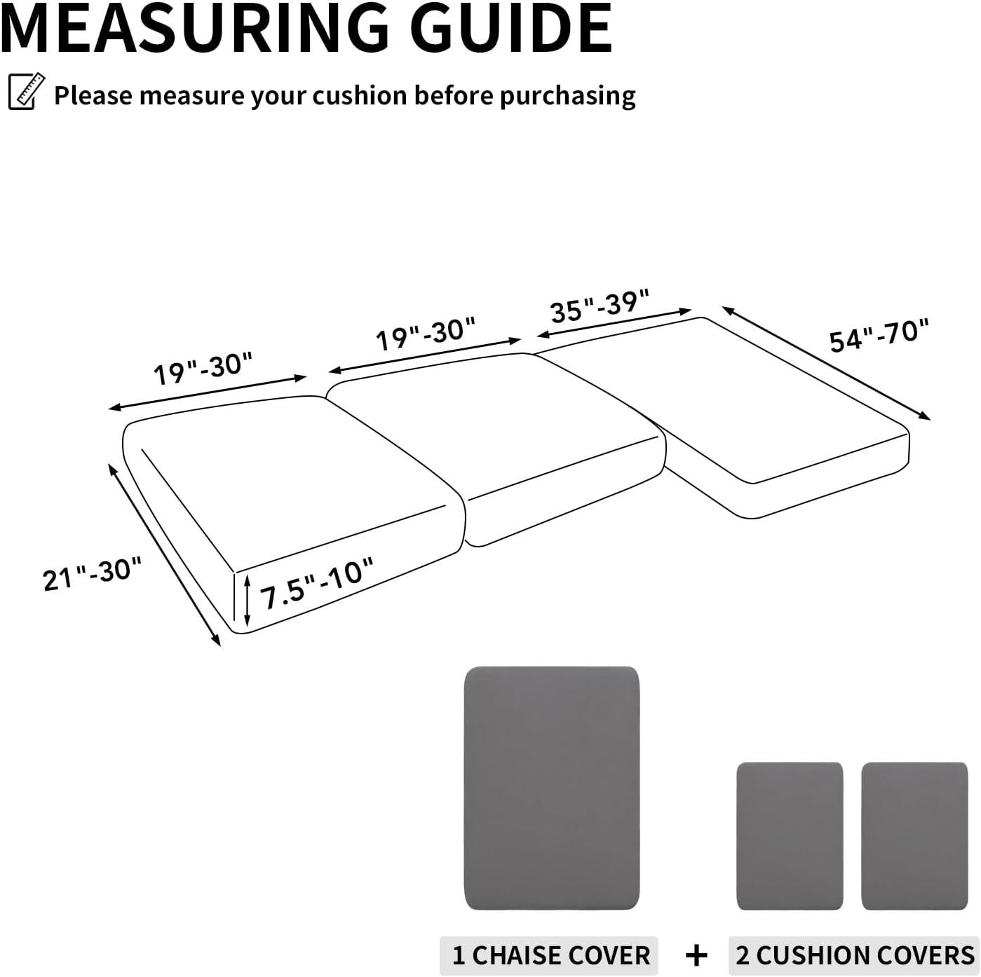 image:imageEasyGoing 100 Waterproof 4 Pieces Couch Cushion Covers for Sectional Sofa LeftRight L Shape Chaise Lounge Sofa Seat slipcover AntiSlip Sofa Cover 3 Seater 1 Chaise Dark GrayLight Gray