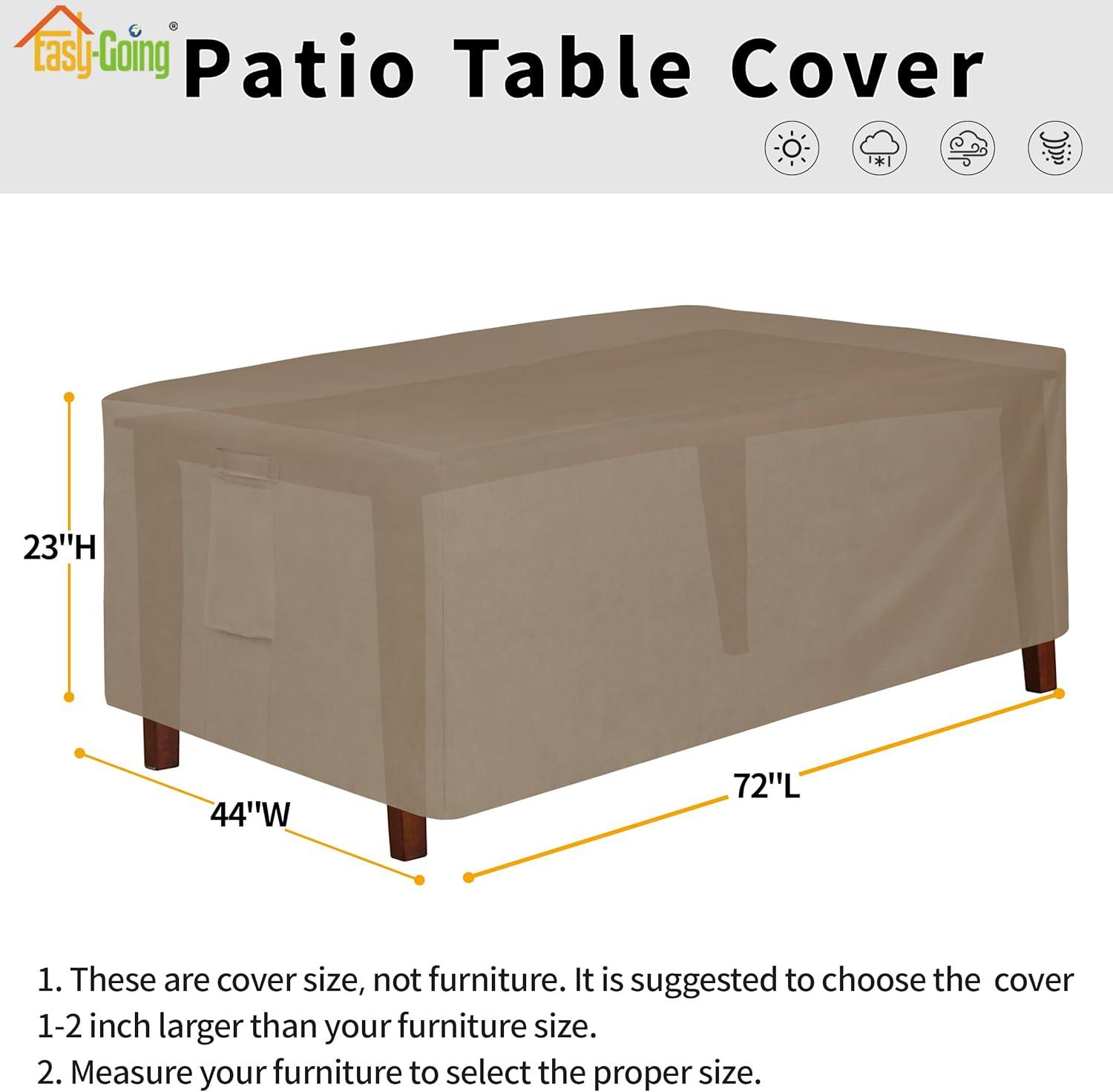 image:imageEasyGoing 600D Heavy Duty Round Patio Furniture Set Cover Waterproof Outdoor Table and Chair Set Cover 62DIAx 28H BlackCamel