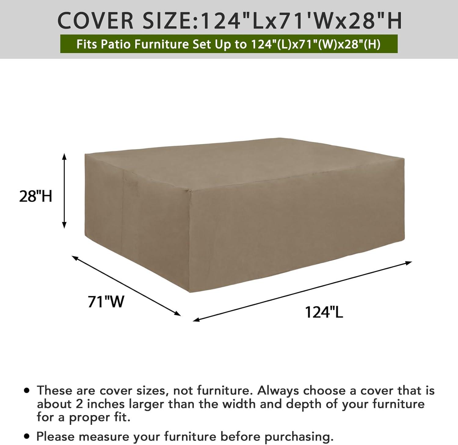 image:imageEasyGoing 600D Heavy Duty Round Patio Furniture Set Cover Waterproof Outdoor Table and Chair Set Cover 62DIAx 28H BlackCamel