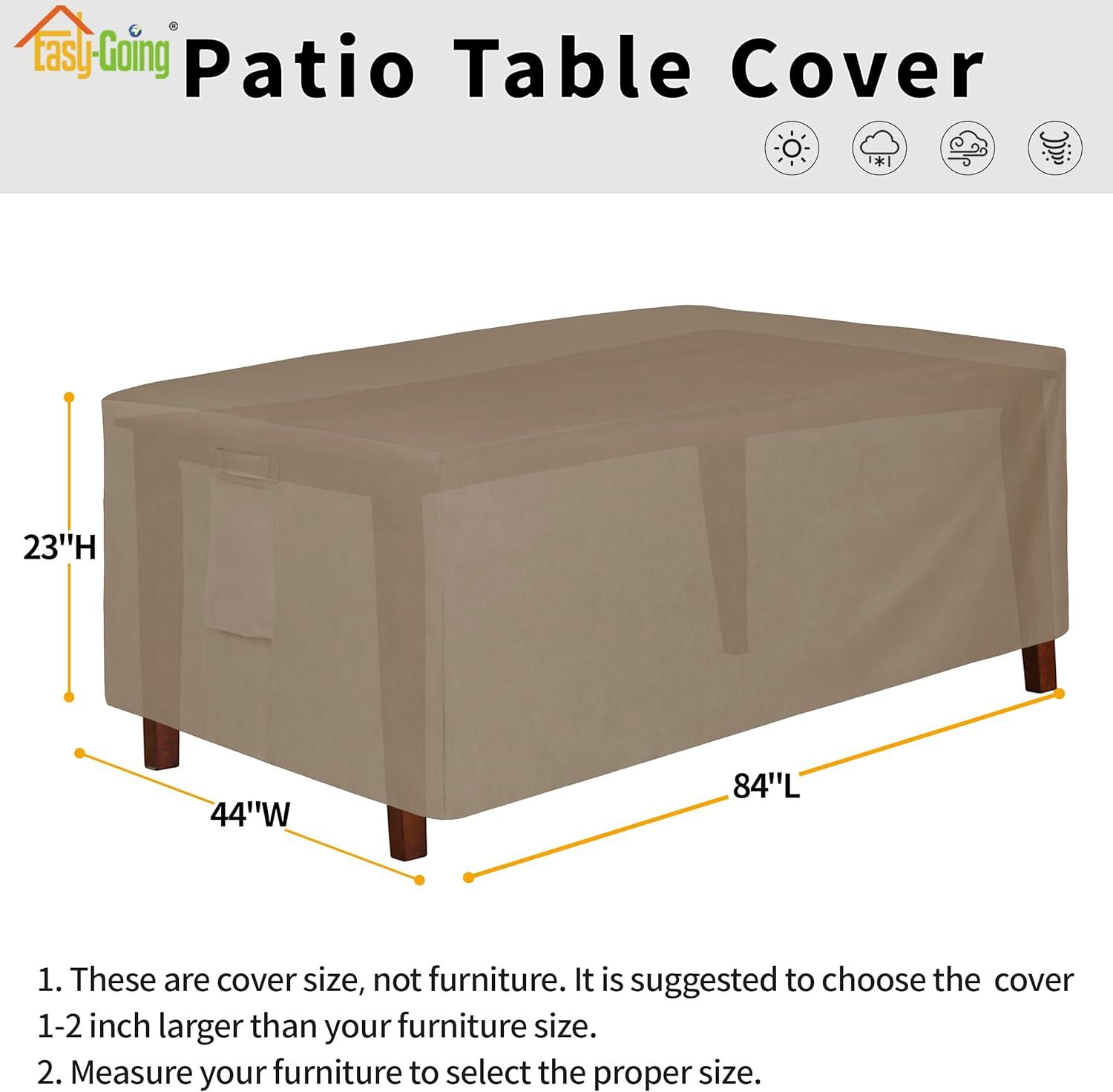 image:imageEasyGoing 600D Heavy Duty Round Patio Furniture Set Cover Waterproof Outdoor Table and Chair Set Cover 62DIAx 28H BlackCamel