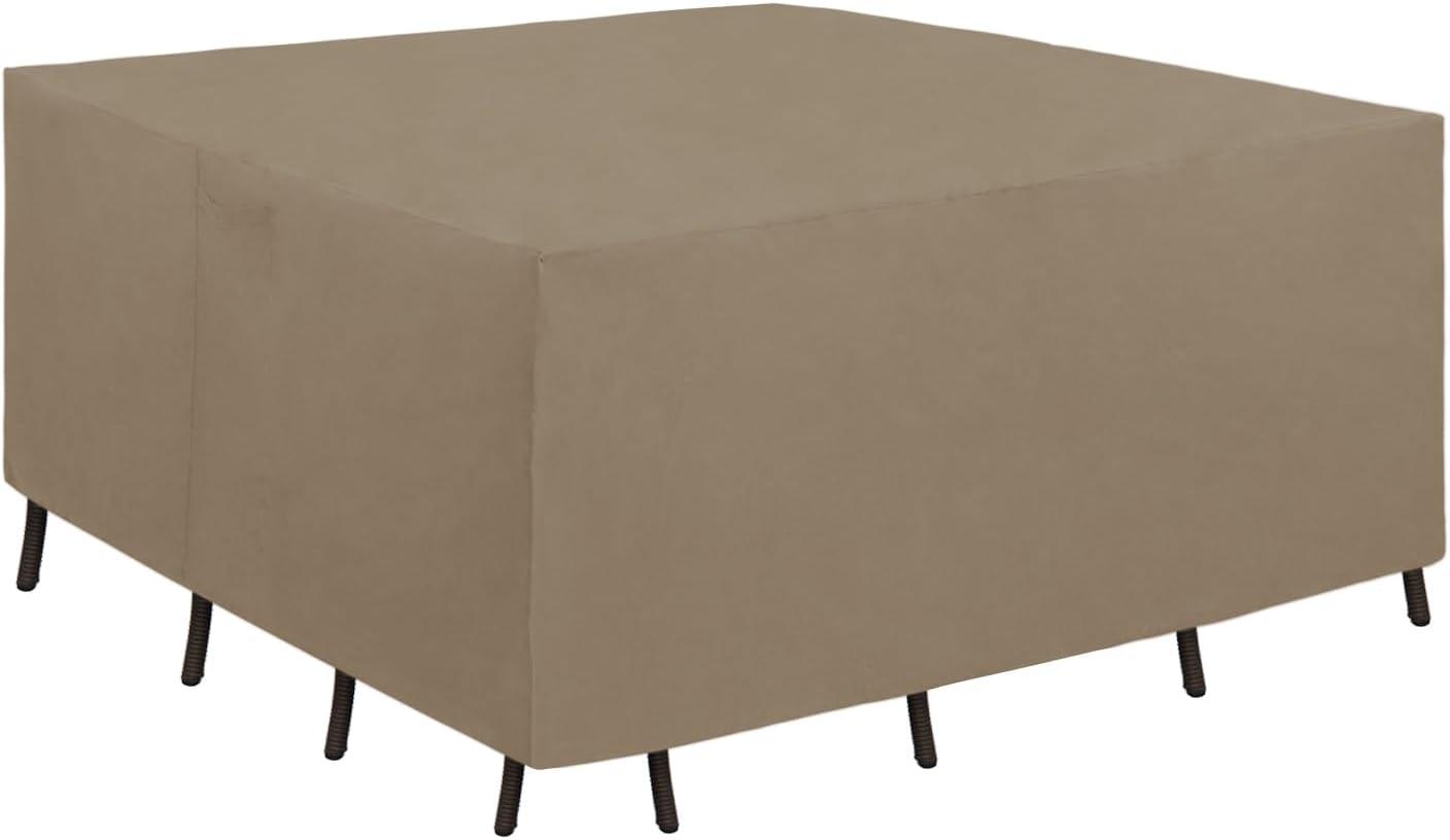 image:imageEasyGoing 600D Heavy Duty Round Patio Furniture Set Cover Waterproof Outdoor Table and Chair Set Cover 62DIAx 28H BlackCamel