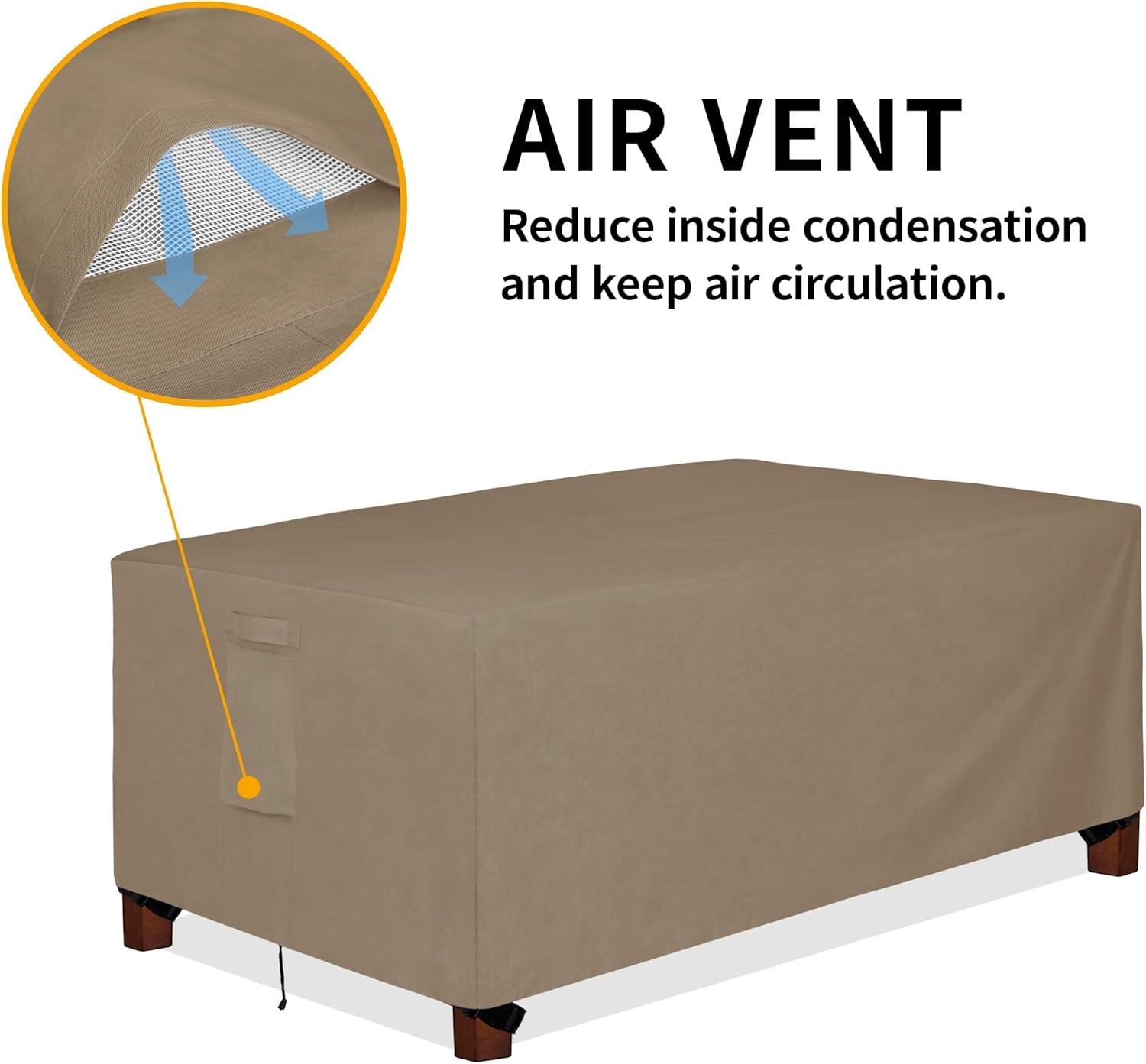 image:imageEasyGoing 600D Heavy Duty Round Patio Furniture Set Cover Waterproof Outdoor Table and Chair Set Cover 62DIAx 28H BlackCamel