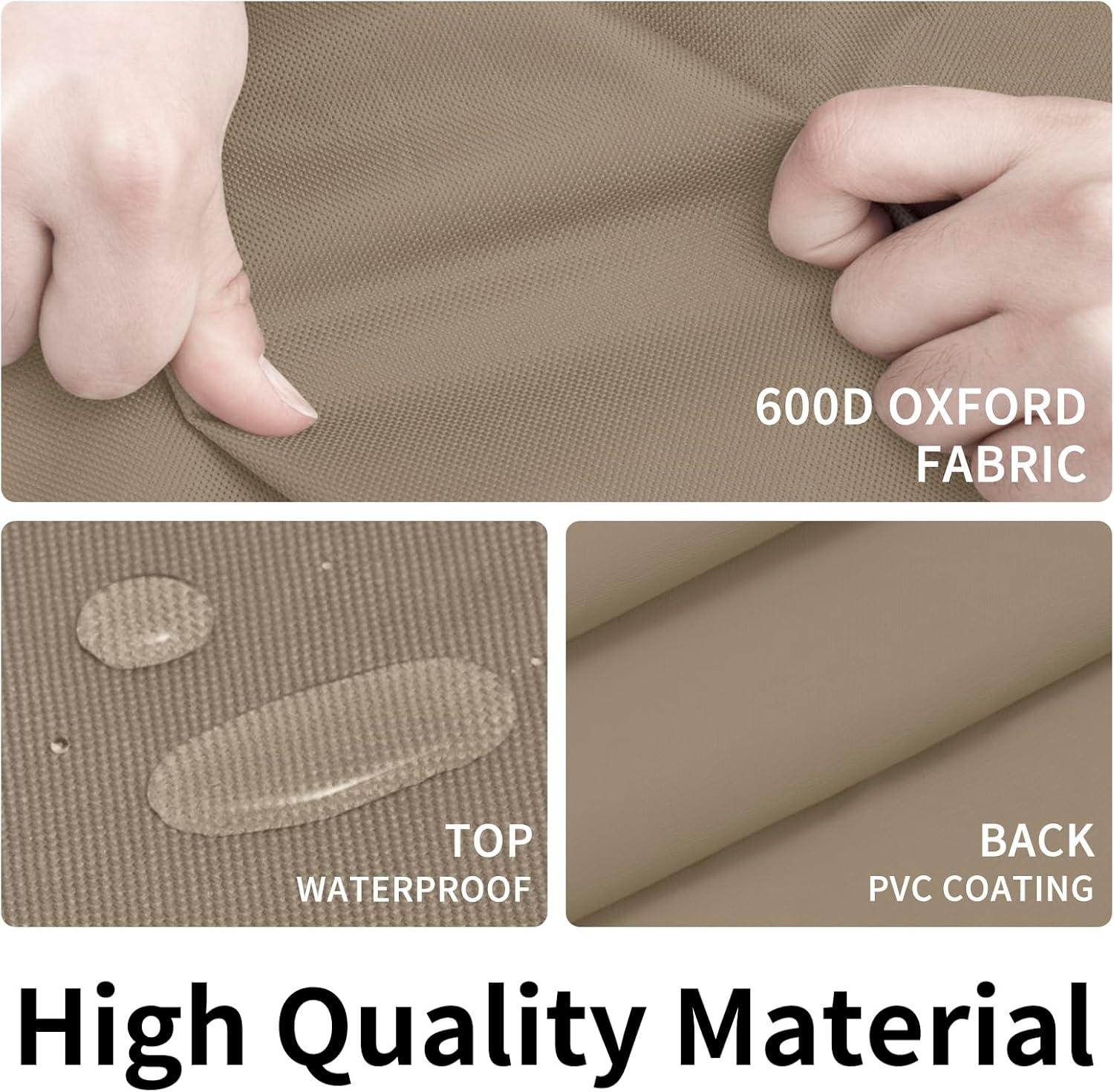 image:imageEasyGoing 600D Heavy Duty Round Patio Furniture Set Cover Waterproof Outdoor Table and Chair Set Cover 62DIAx 28H BlackCamel