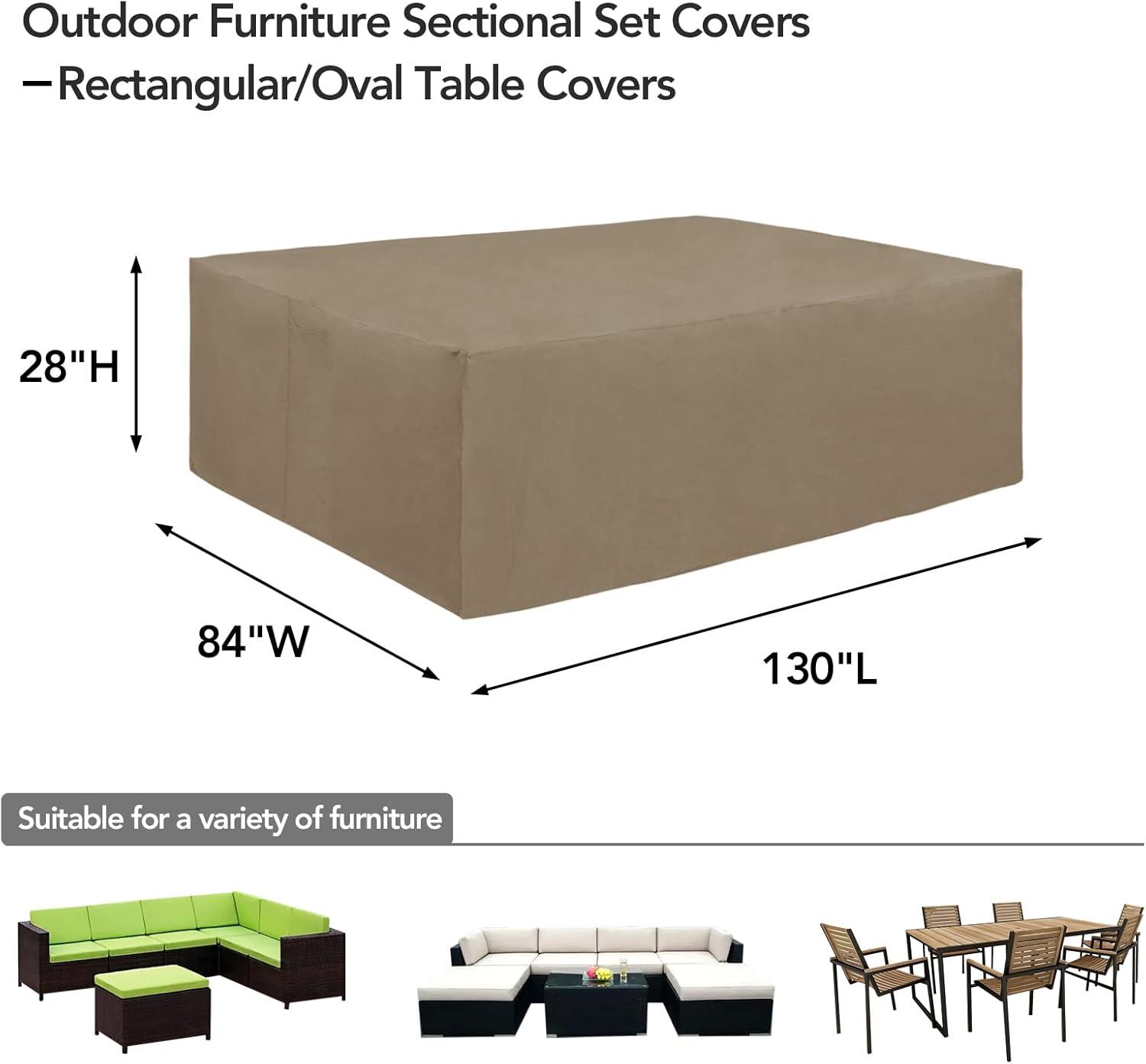 image:imageEasyGoing 600D Heavy Duty Round Patio Furniture Set Cover Waterproof Outdoor Table and Chair Set Cover 62DIAx 28H BlackCamel