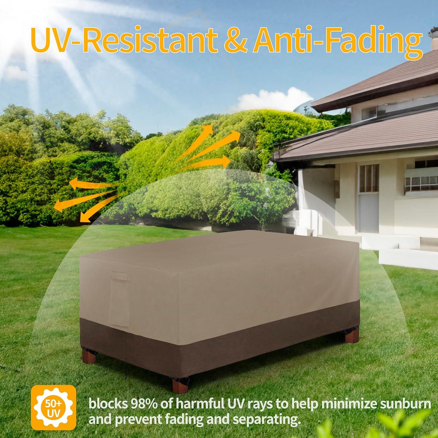 image:imageEasyGoing 600D Heavy Duty Round Patio Furniture Set Cover Waterproof Outdoor Table and Chair Set Cover 62DIAx 28H BlackCamelDark Brown