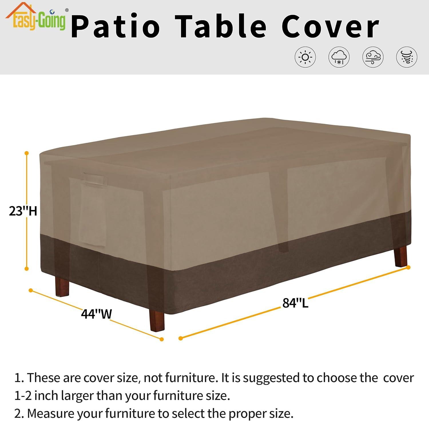 image:imageEasyGoing 600D Heavy Duty Round Patio Furniture Set Cover Waterproof Outdoor Table and Chair Set Cover 62DIAx 28H BlackCamelDark Brown