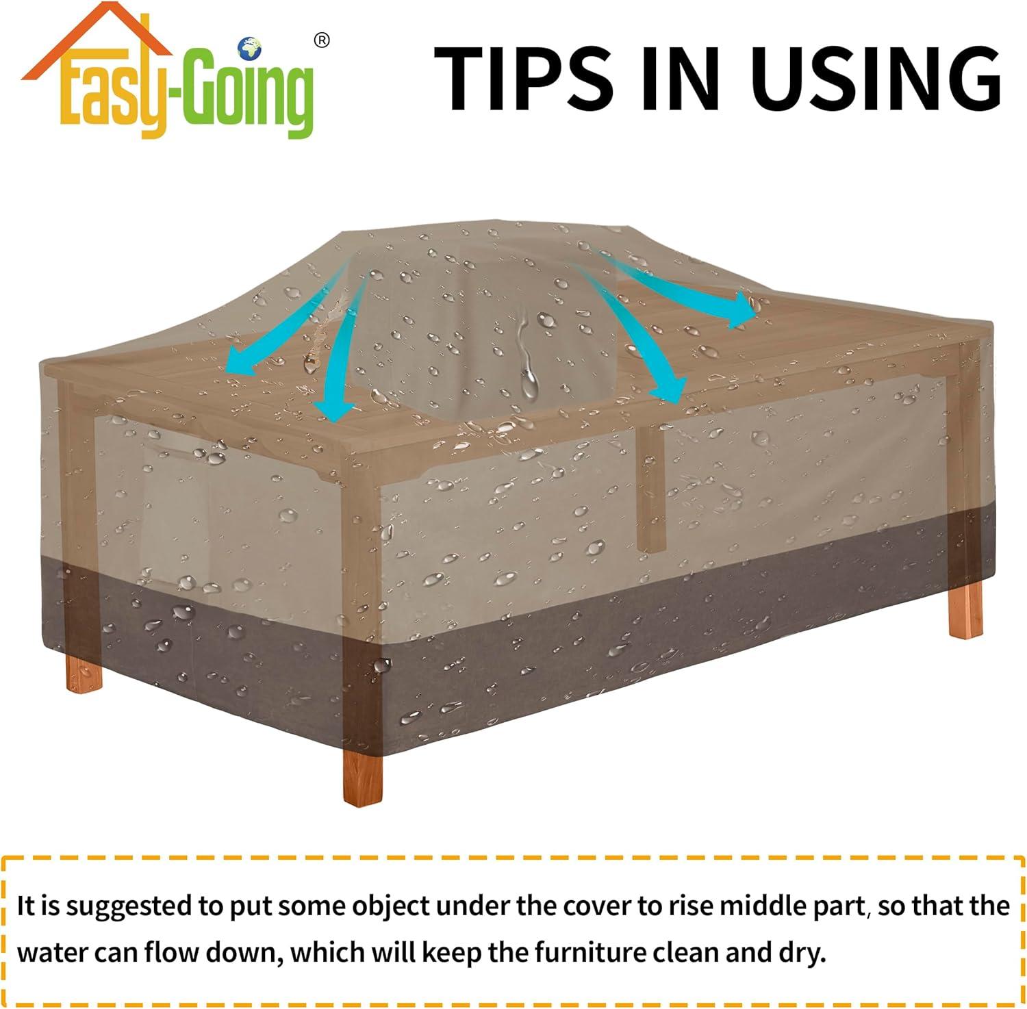 image:imageEasyGoing 600D Heavy Duty Round Patio Furniture Set Cover Waterproof Outdoor Table and Chair Set Cover 62DIAx 28H BlackCamelDark Brown