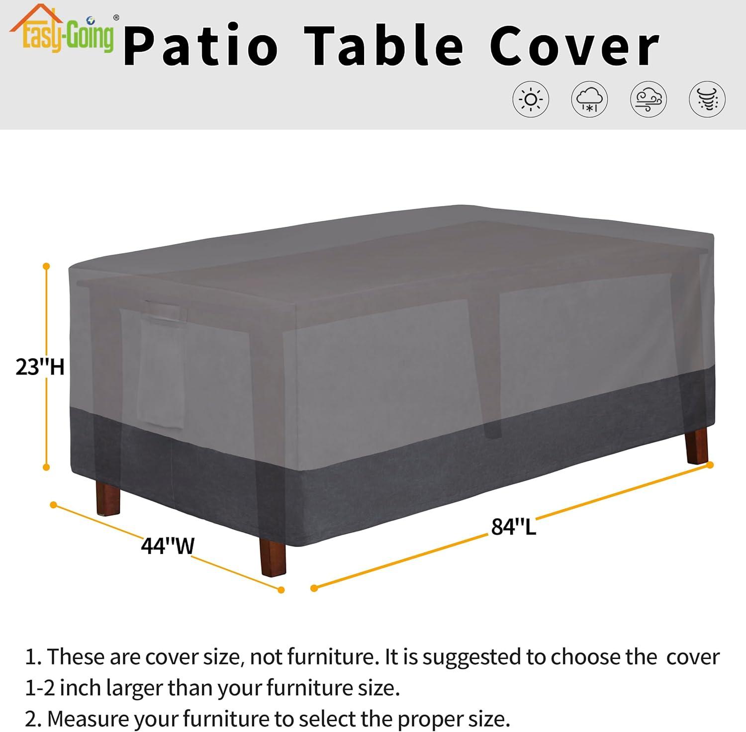 image:imageEasyGoing 600D Heavy Duty Round Patio Furniture Set Cover Waterproof Outdoor Table and Chair Set Cover 62DIAx 28H BlackGrayDark Gray