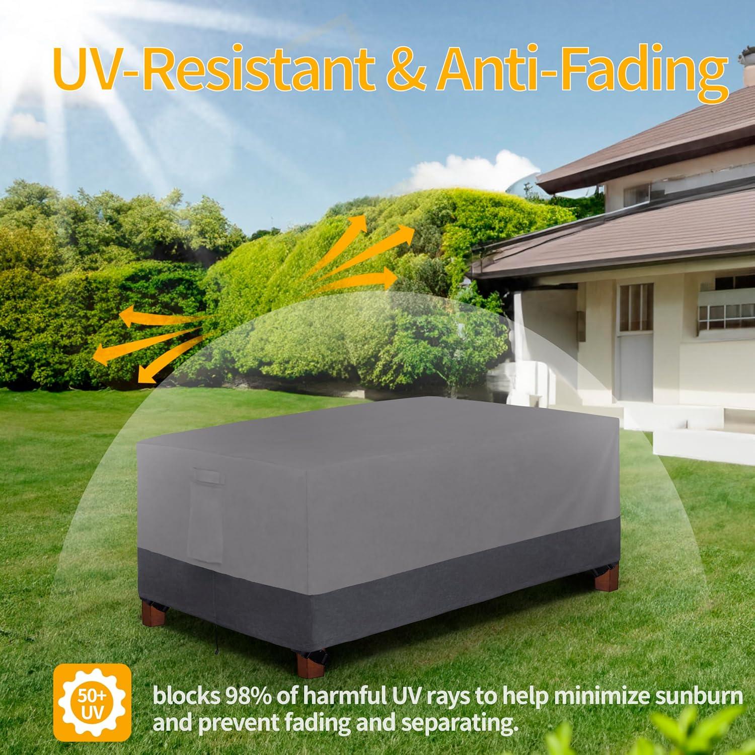 image:imageEasyGoing 600D Heavy Duty Round Patio Furniture Set Cover Waterproof Outdoor Table and Chair Set Cover 62DIAx 28H BlackGrayDark Gray
