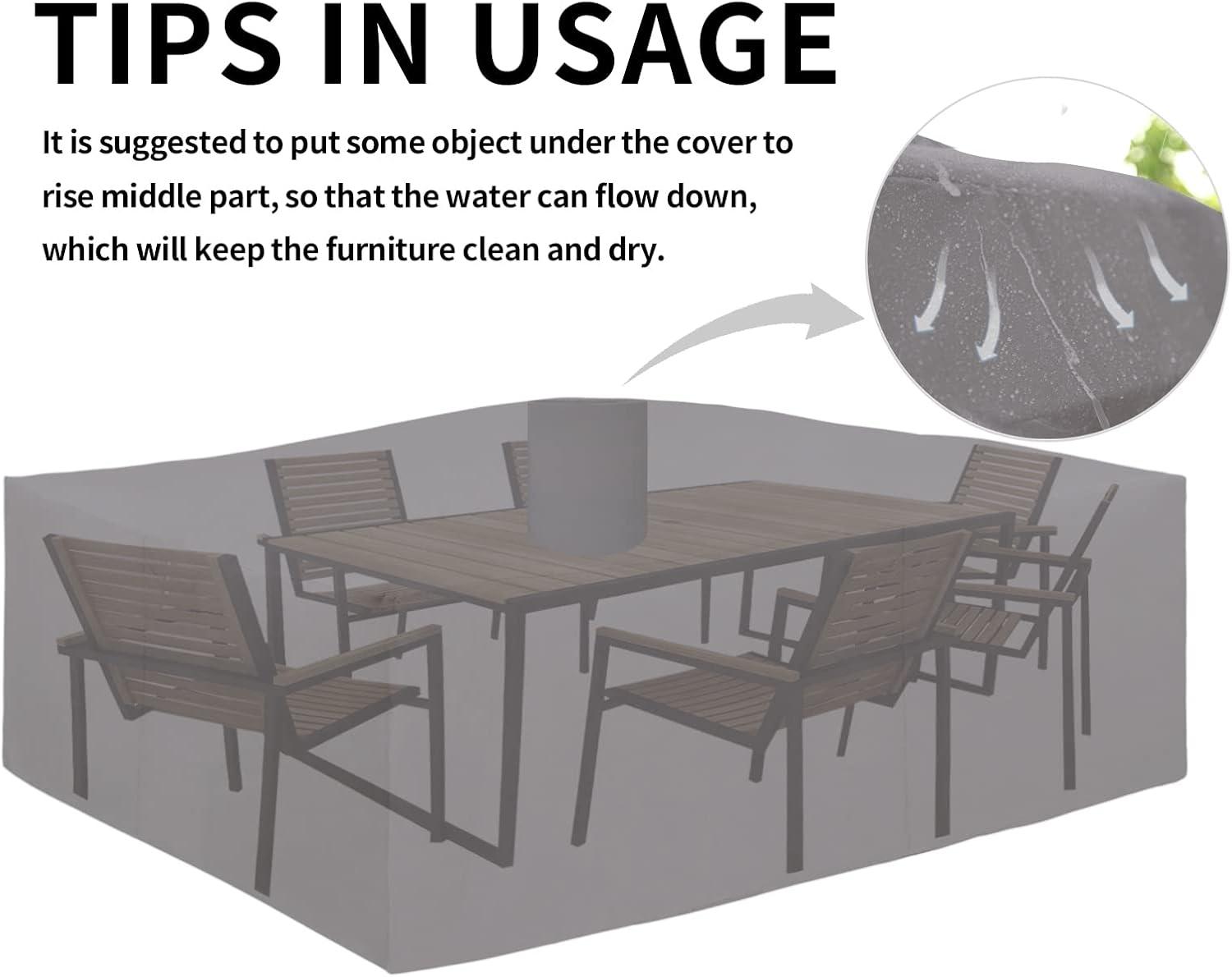 image:imageEasyGoing 600D Heavy Duty Round Patio Furniture Set Cover Waterproof Outdoor Table and Chair Set Cover 62DIAx 28H BlackGrey