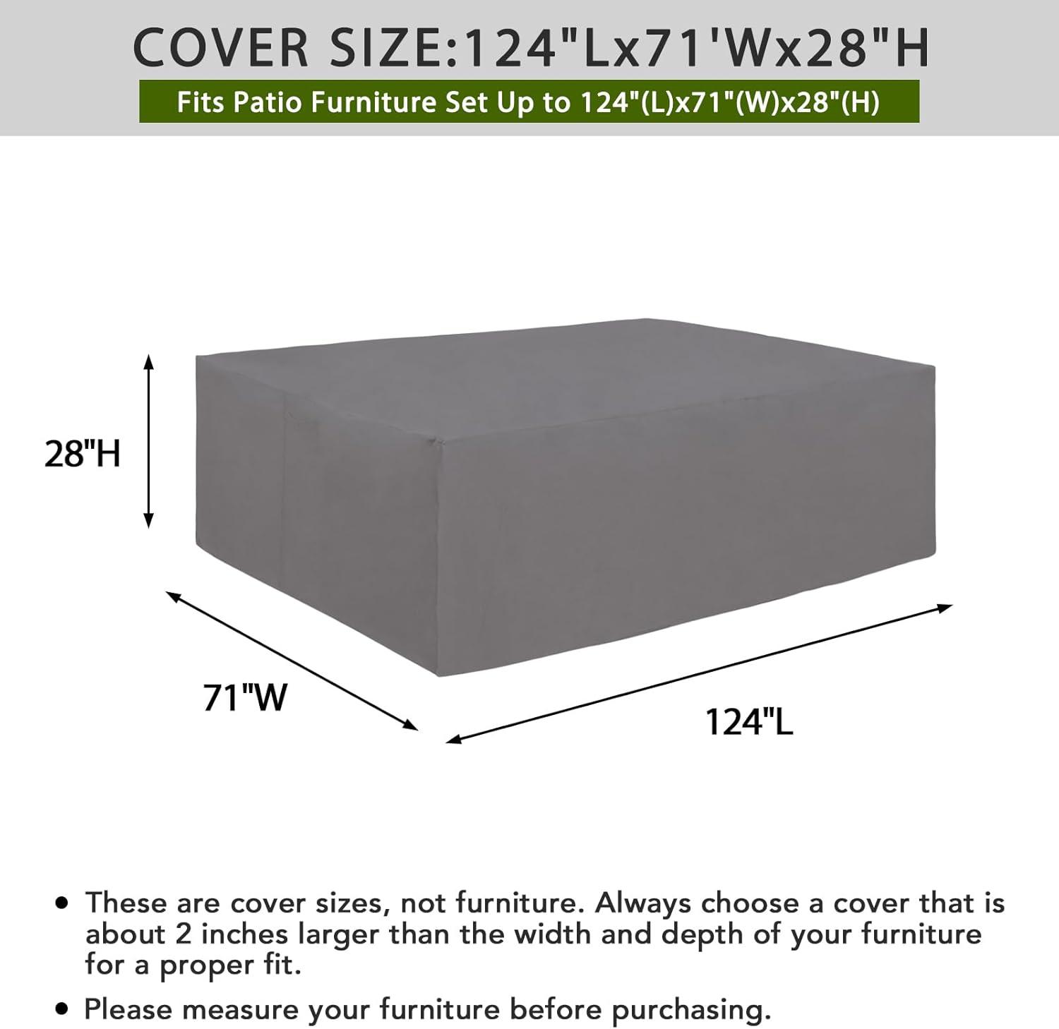 image:imageEasyGoing 600D Heavy Duty Round Patio Furniture Set Cover Waterproof Outdoor Table and Chair Set Cover 62DIAx 28H BlackGrey