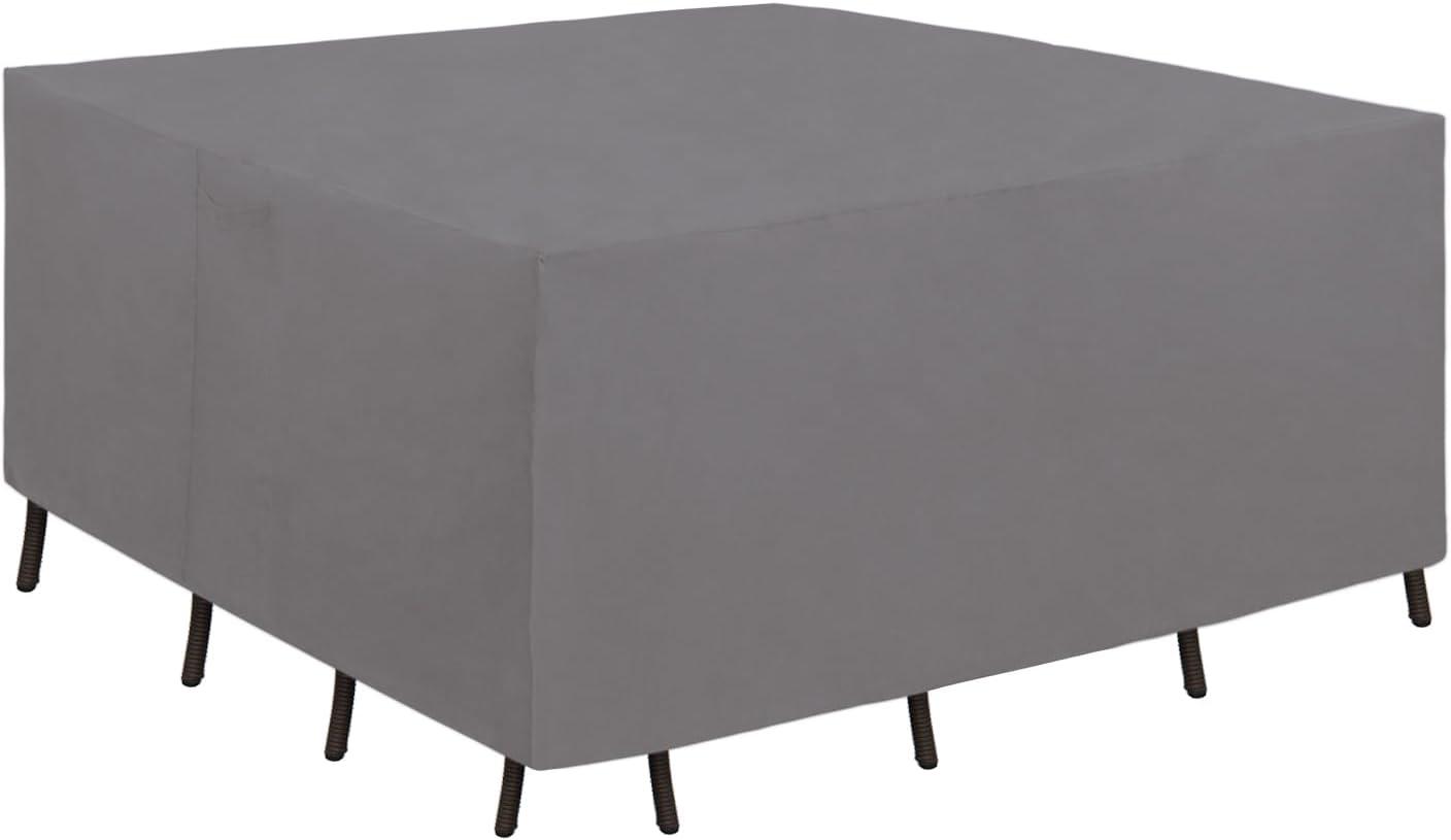 image:imageEasyGoing 600D Heavy Duty Round Patio Furniture Set Cover Waterproof Outdoor Table and Chair Set Cover 62DIAx 28H BlackGrey