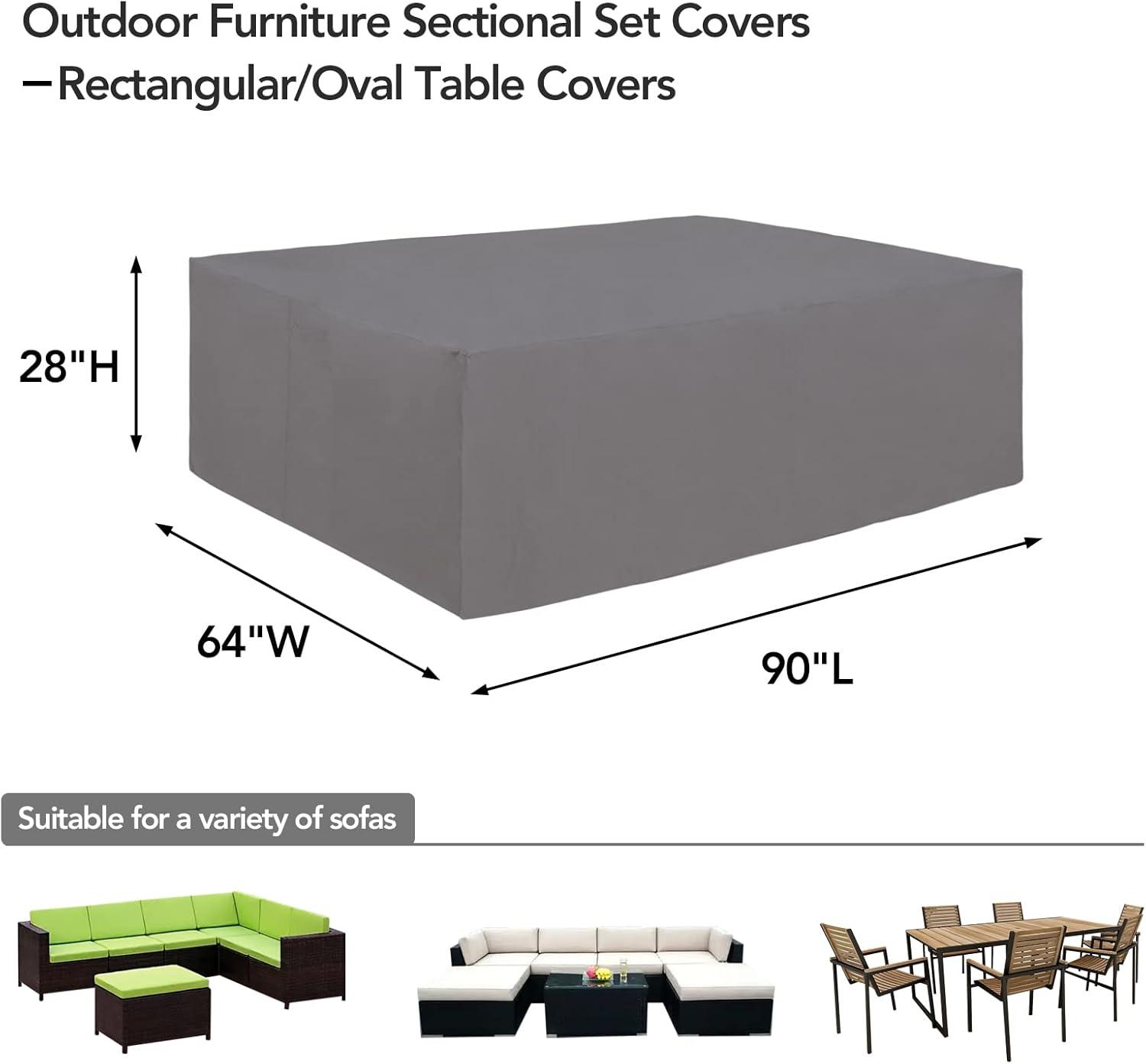 image:imageEasyGoing 600D Heavy Duty Round Patio Furniture Set Cover Waterproof Outdoor Table and Chair Set Cover 62DIAx 28H BlackGrey