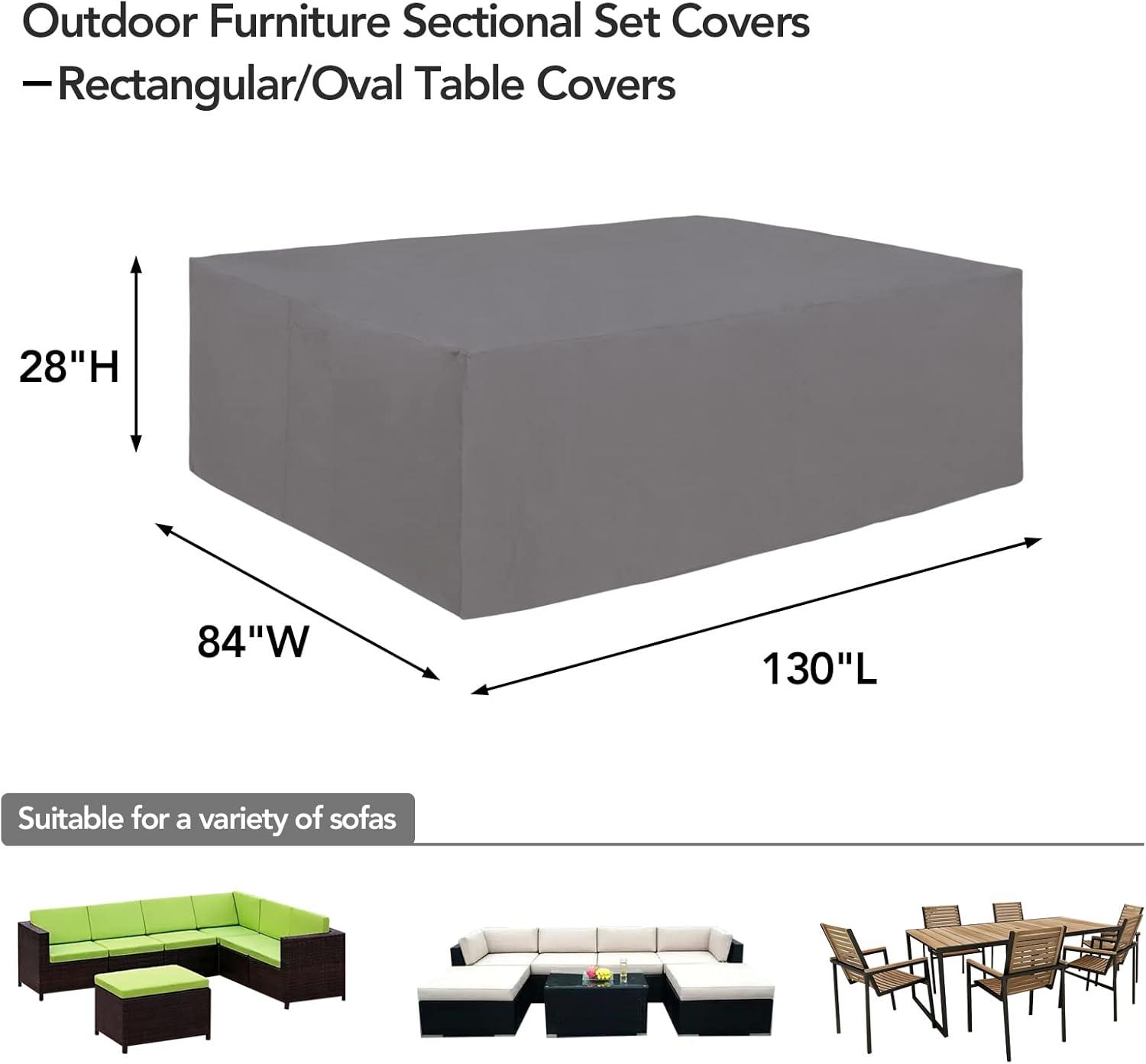 image:imageEasyGoing 600D Heavy Duty Round Patio Furniture Set Cover Waterproof Outdoor Table and Chair Set Cover 62DIAx 28H BlackGrey