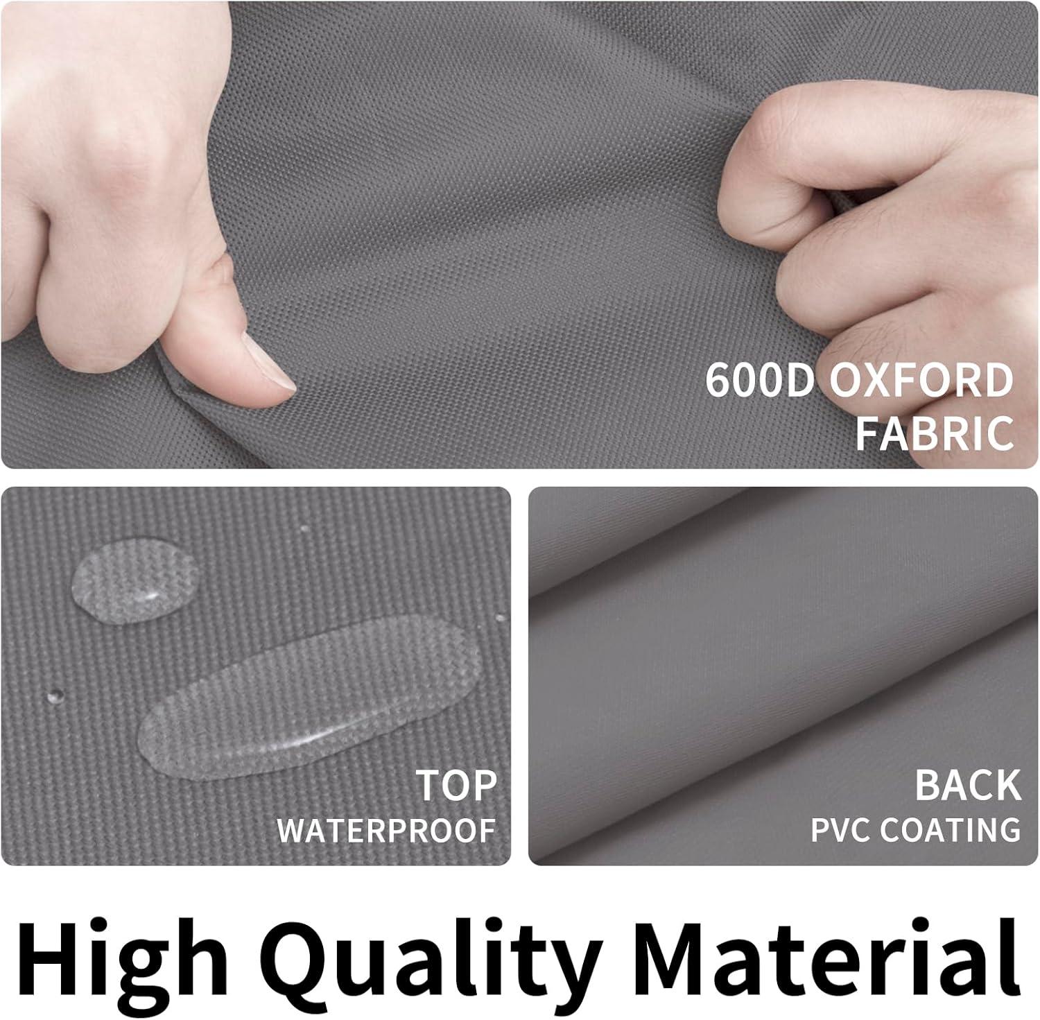 image:imageEasyGoing 600D Heavy Duty Round Patio Furniture Set Cover Waterproof Outdoor Table and Chair Set Cover 62DIAx 28H BlackGrey