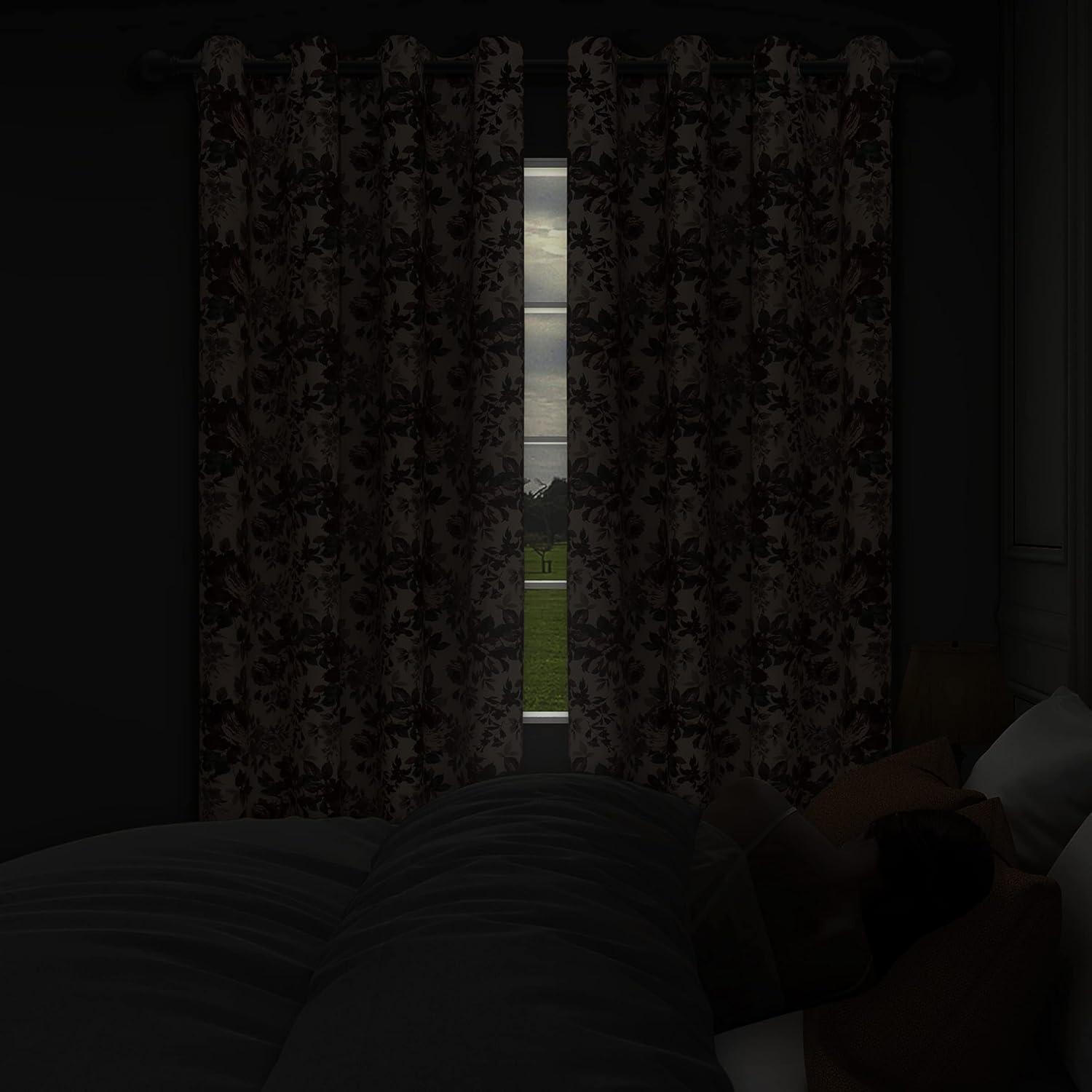 image:imageEasyGoing Floral Printed Blackout Curtain 84 Inch Length Grommet Thermal Insulated Room Darkening Window Curtain for Bedroom Living Room Kids Room Set of 2 Panels BeigeBeige