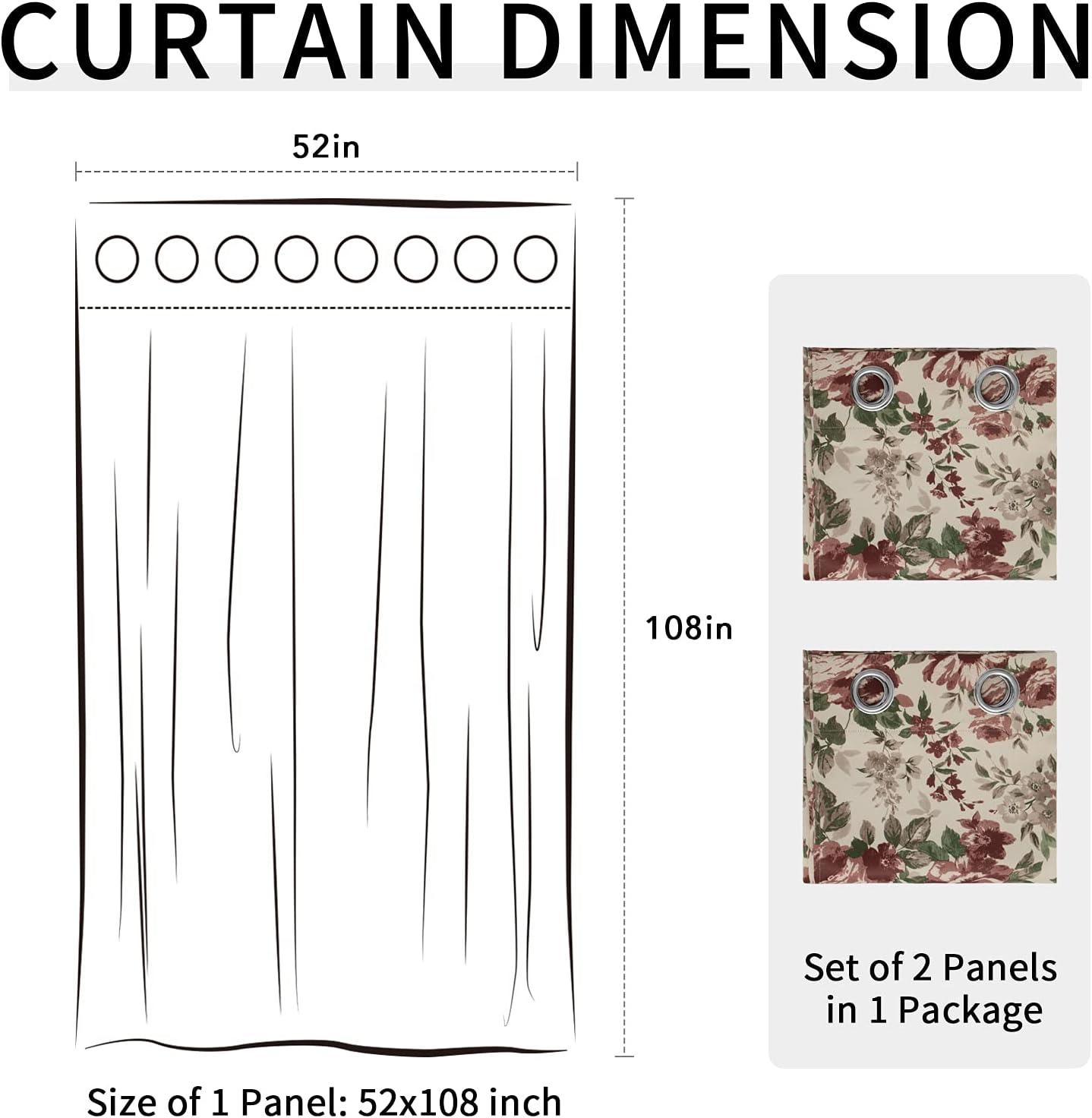 image:imageEasyGoing Floral Printed Blackout Curtain 84 Inch Length Grommet Thermal Insulated Room Darkening Window Curtain for Bedroom Living Room Kids Room Set of 2 Panels BeigeBeige