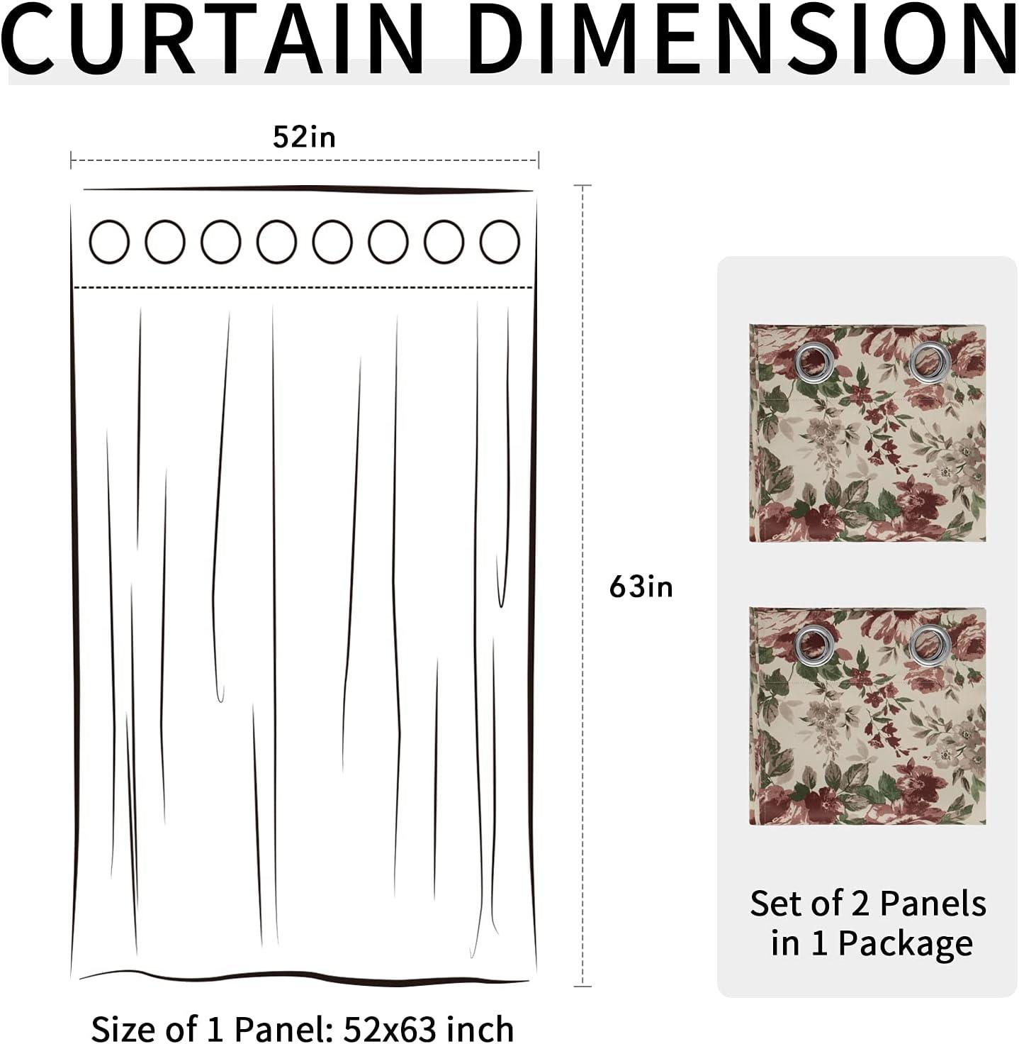 image:imageEasyGoing Floral Printed Blackout Curtain 84 Inch Length Grommet Thermal Insulated Room Darkening Window Curtain for Bedroom Living Room Kids Room Set of 2 Panels BeigeBeige