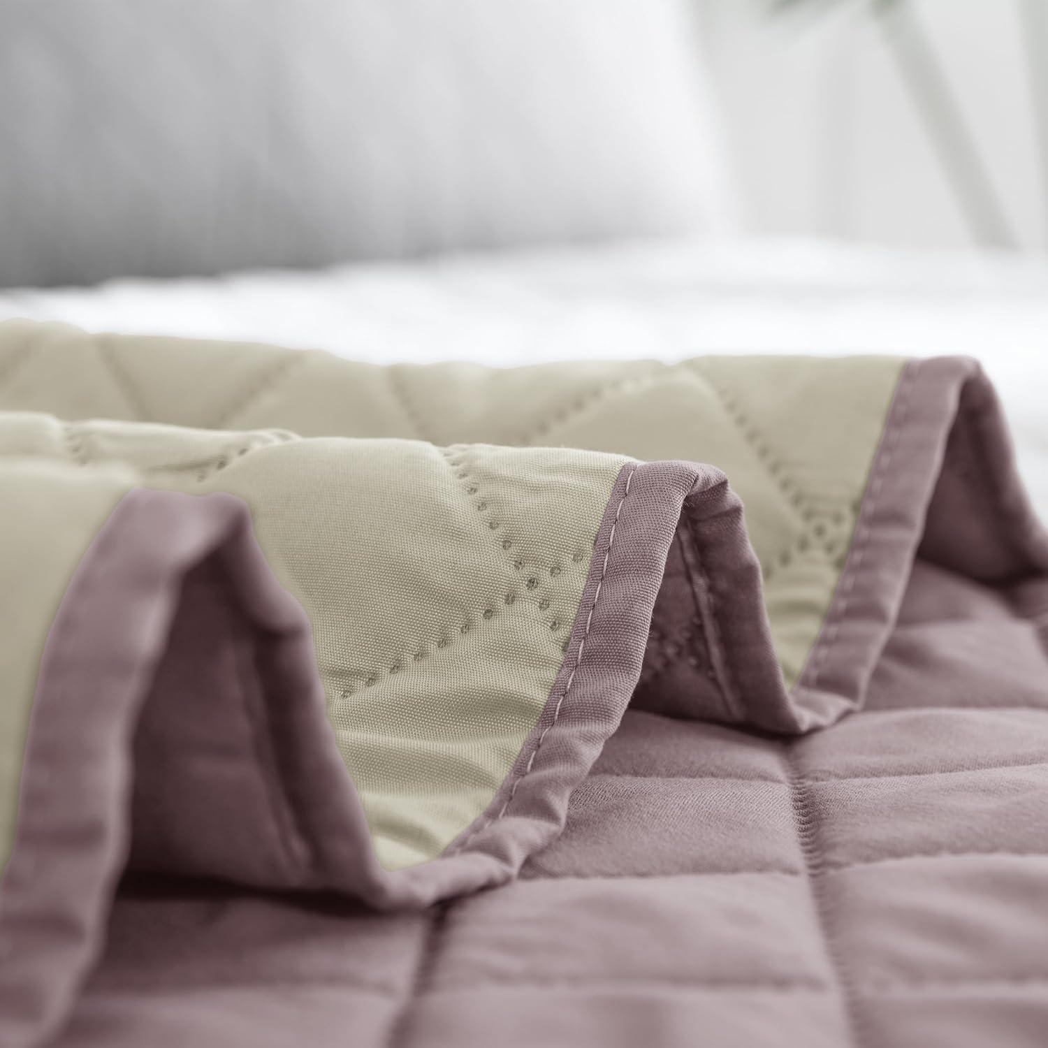 image:imageEasyGoing FullQueen Size Reversible Quilt Set with 1 Quilt and 2 Pillow Shams Soft Bed Quilt Cover Lightweight Microfiber Bedspread Water and Stain Resistant GrayLight GrayPinkBeige