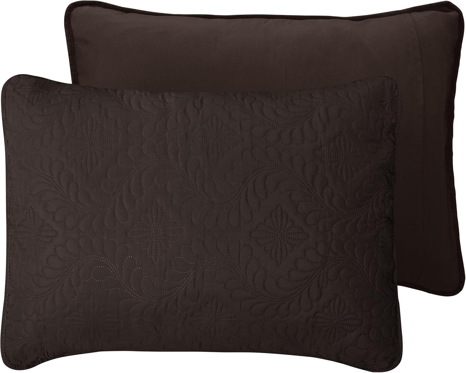 image:imageEasyGoing FullQueen Size Reversible Quilt Set with 1 Quilt and 2 Pillow Shams Soft Bed Quilt Cover Lightweight Microfiber Bedspread Water and Stain Resistant GrayLight GrayOlive LeafchocolateBeige