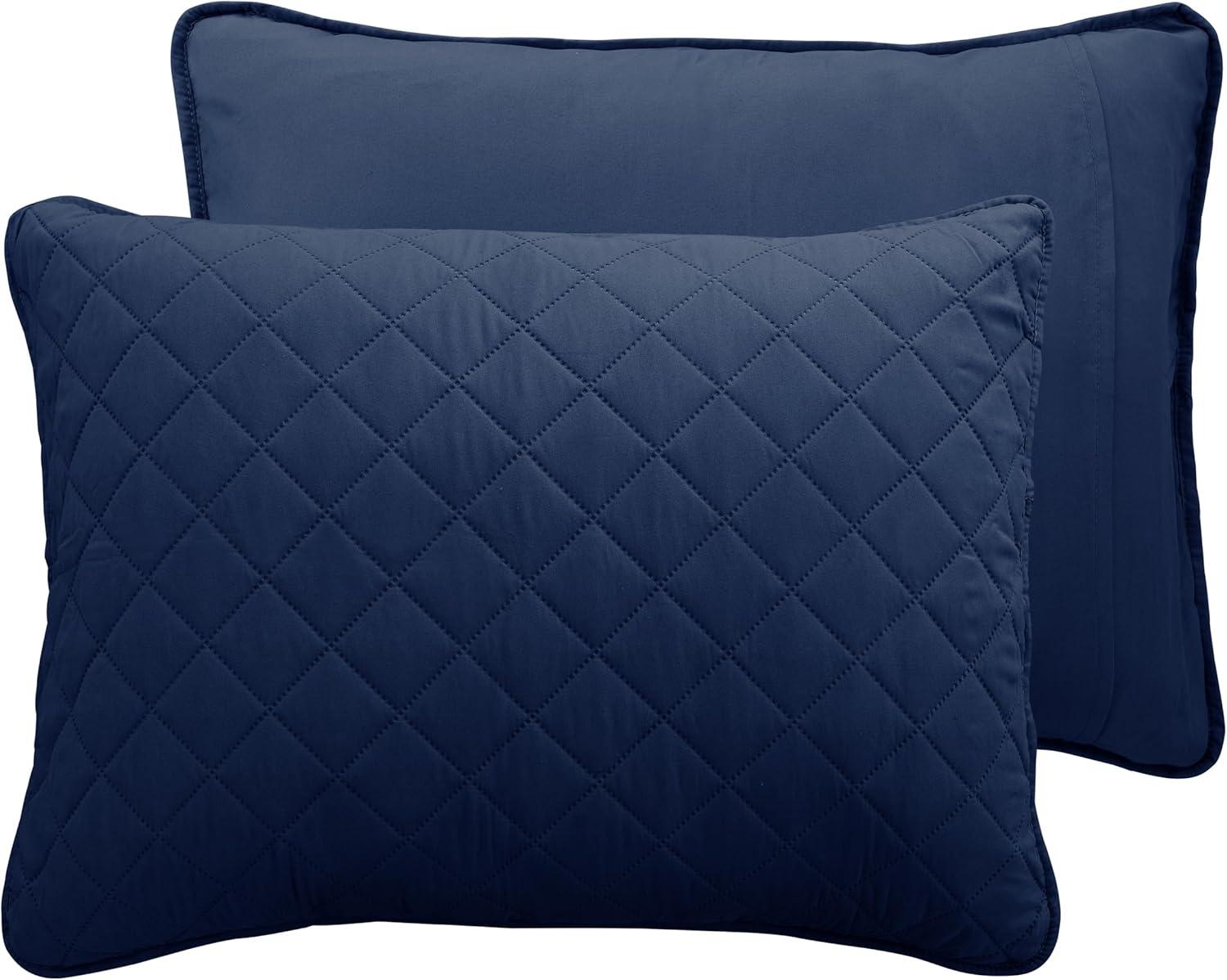image:imageEasyGoing FullQueen Size Reversible Quilt Set with 1 Quilt and 2 Pillow Shams Soft Bed Quilt Cover Lightweight Microfiber Bedspread Water and Stain Resistant GrayLight GrayNavyIvory