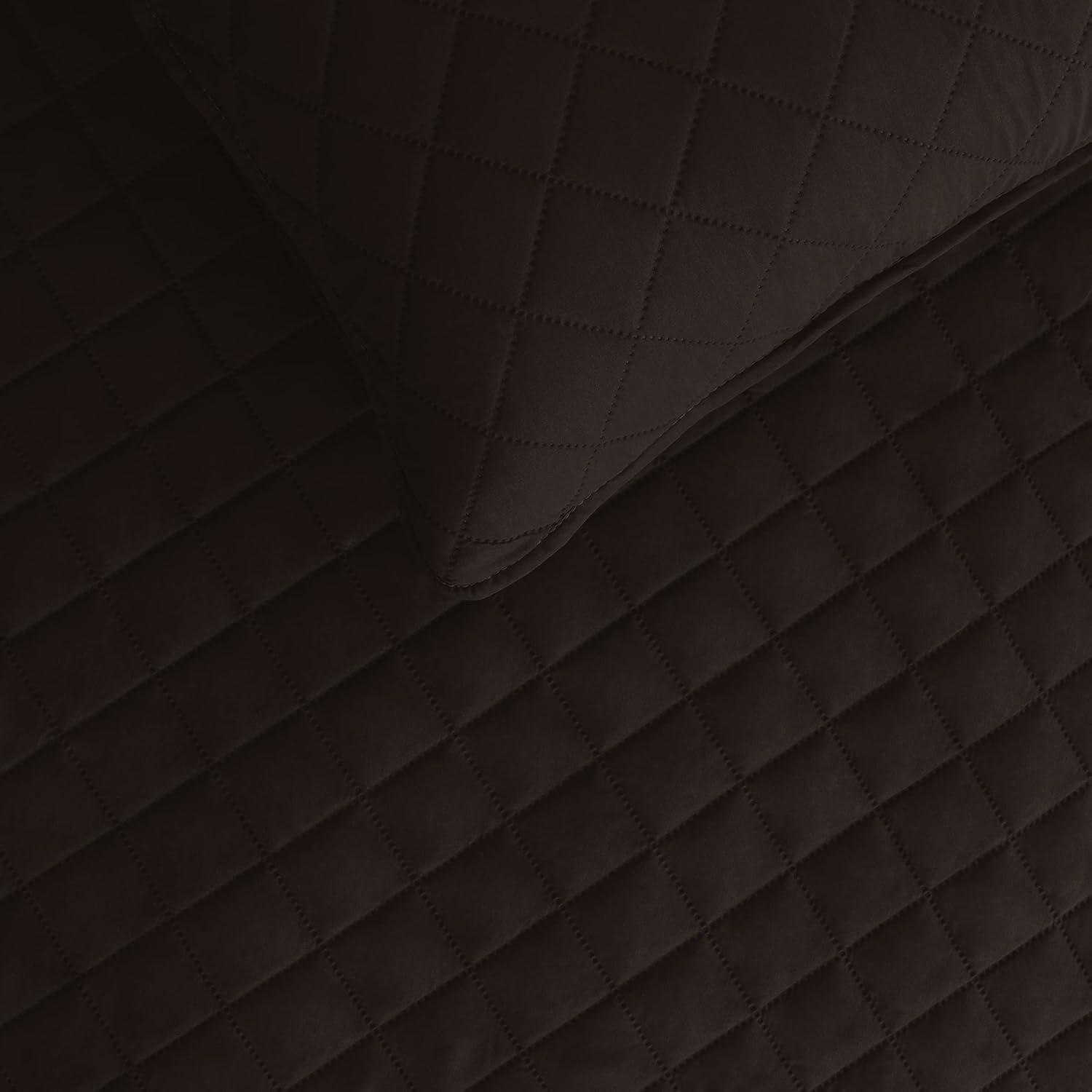 image:imageEasyGoing FullQueen Size Reversible Quilt Set with 1 Quilt and 2 Pillow Shams Soft Bed Quilt Cover Lightweight Microfiber Bedspread Water and Stain Resistant GrayLight GrayChocolateBeige