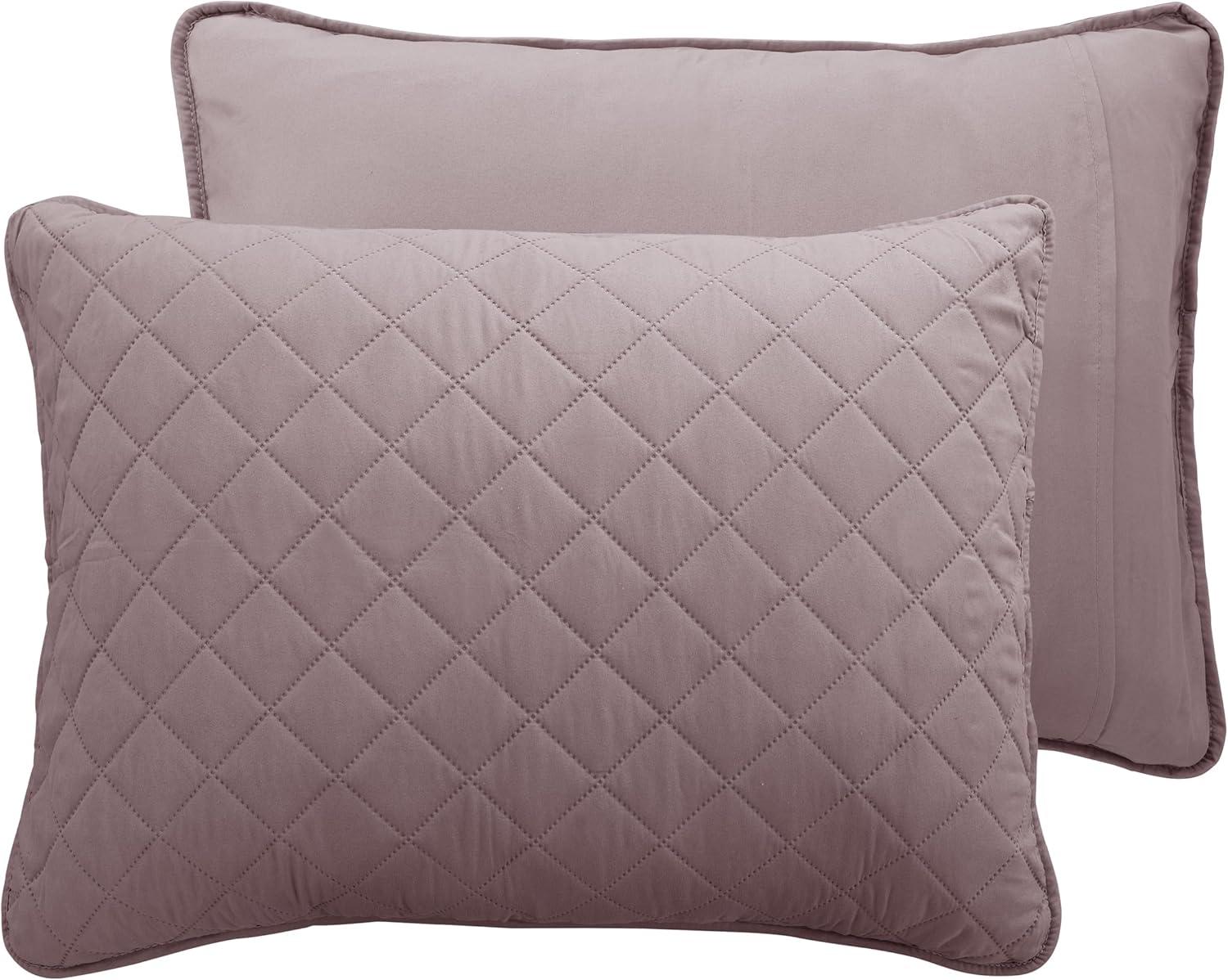 image:imageEasyGoing FullQueen Size Reversible Quilt Set with 1 Quilt and 2 Pillow Shams Soft Bed Quilt Cover Lightweight Microfiber Bedspread Water and Stain Resistant GrayLight GrayPinkBeige