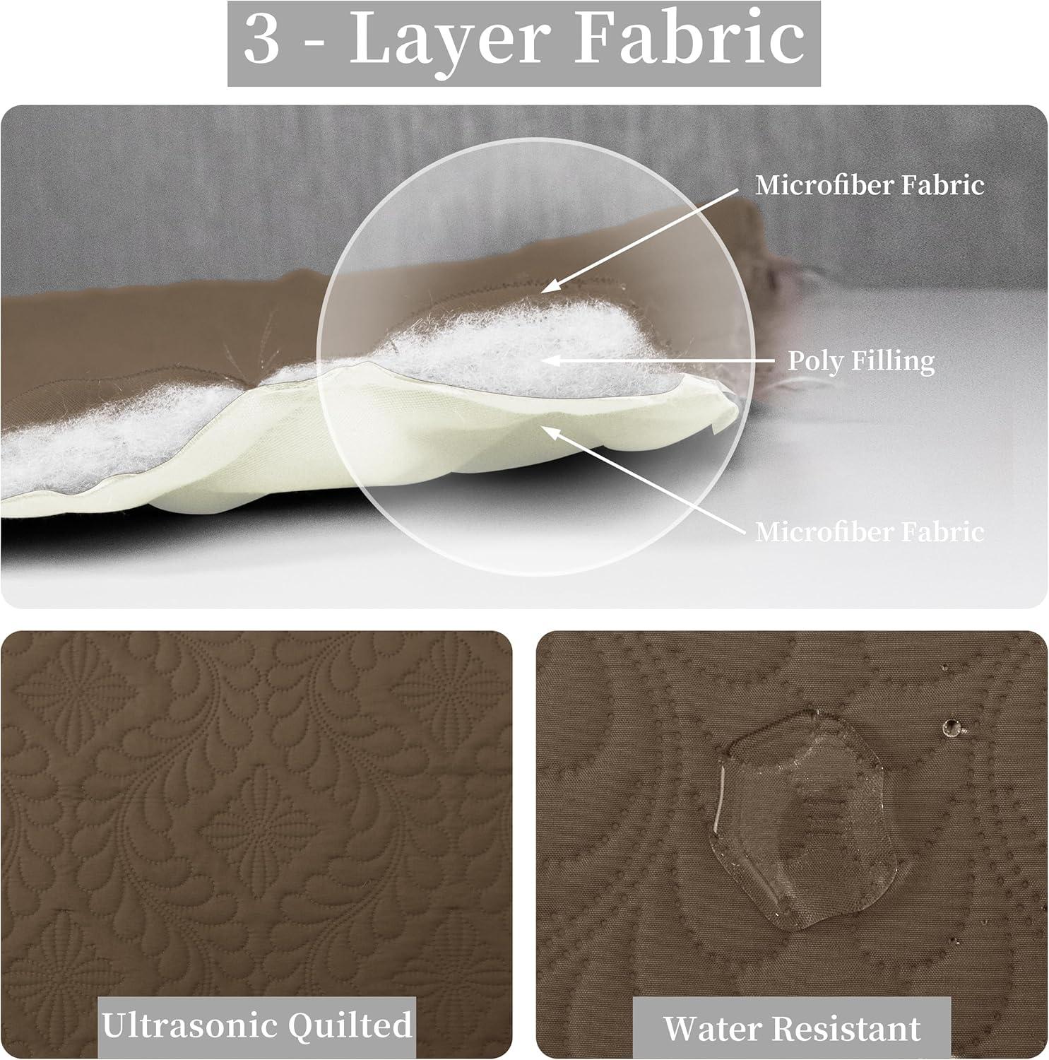 image:imageEasyGoing FullQueen Size Reversible Quilt Set with 1 Quilt and 2 Pillow Shams Soft Bed Quilt Cover Lightweight Microfiber Bedspread Water and Stain Resistant GrayLight GrayOlive LeafcamelIvory