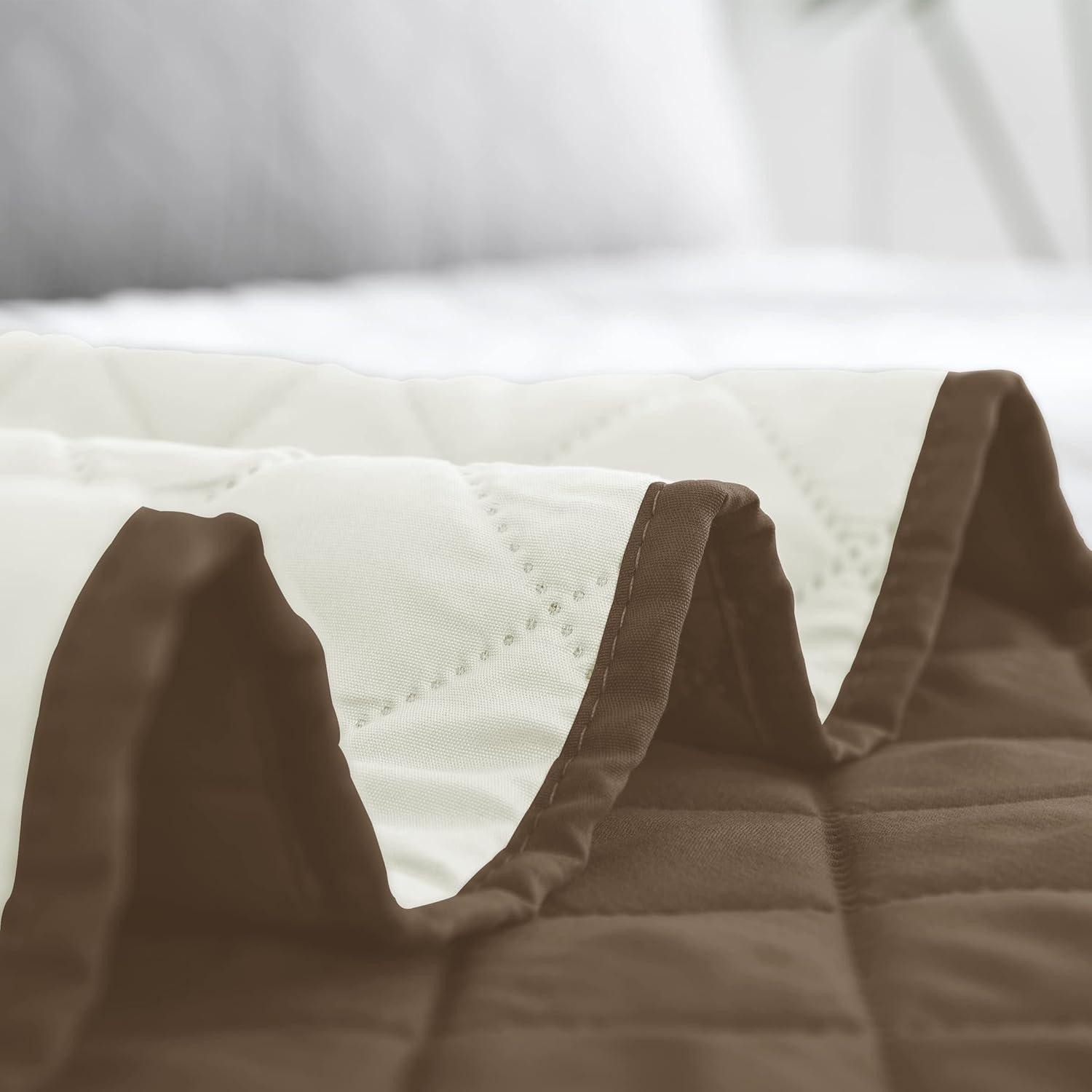 image:imageEasyGoing FullQueen Size Reversible Quilt Set with 1 Quilt and 2 Pillow Shams Soft Bed Quilt Cover Lightweight Microfiber Bedspread Water and Stain Resistant GrayLight GrayCamelIvory