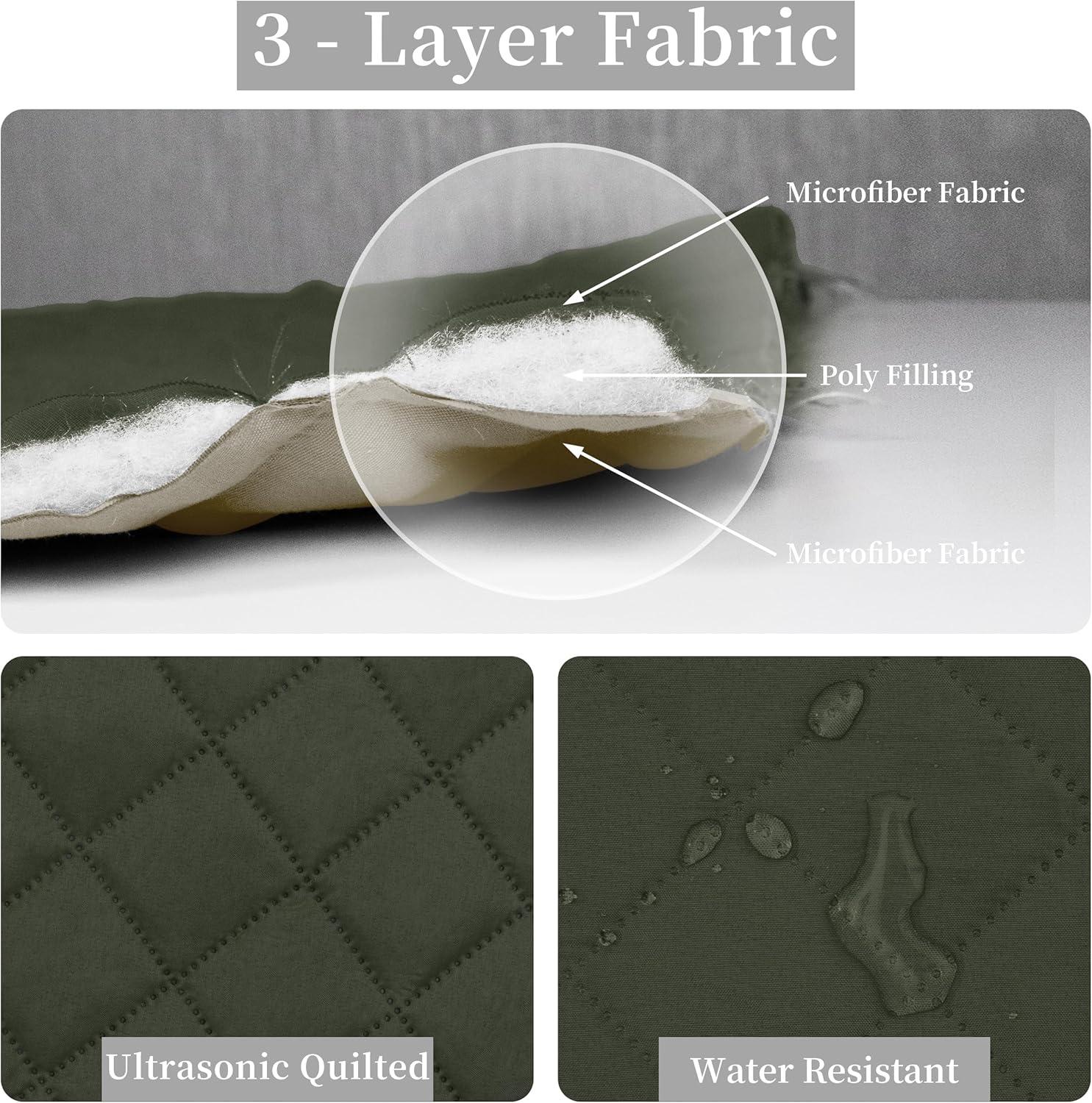 image:imageEasyGoing FullQueen Size Reversible Quilt Set with 1 Quilt and 2 Pillow Shams Soft Bed Quilt Cover Lightweight Microfiber Bedspread Water and Stain Resistant GrayLight GrayArmy GreenBeige