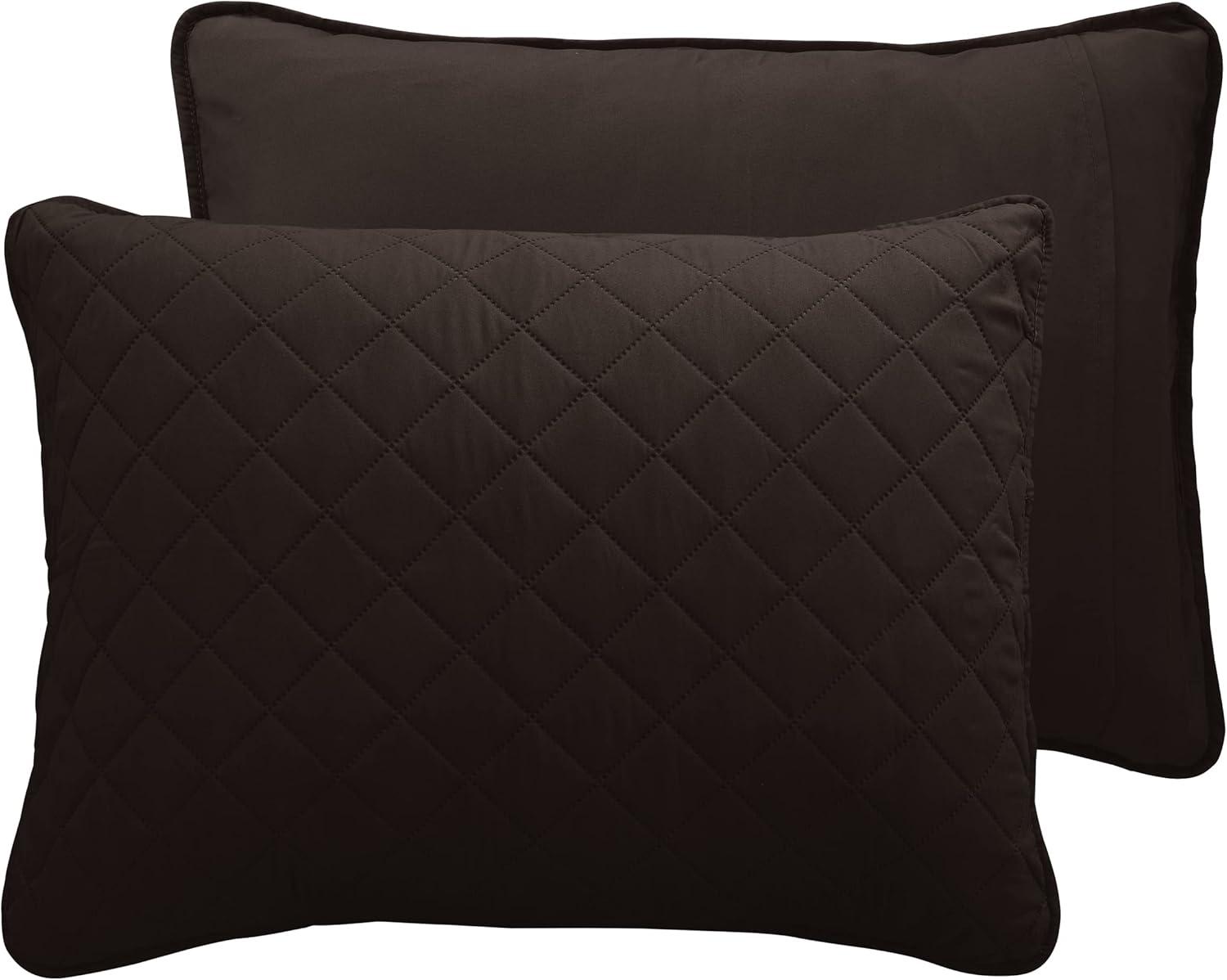 image:imageEasyGoing FullQueen Size Reversible Quilt Set with 1 Quilt and 2 Pillow Shams Soft Bed Quilt Cover Lightweight Microfiber Bedspread Water and Stain Resistant GrayLight GrayChocolateBeige