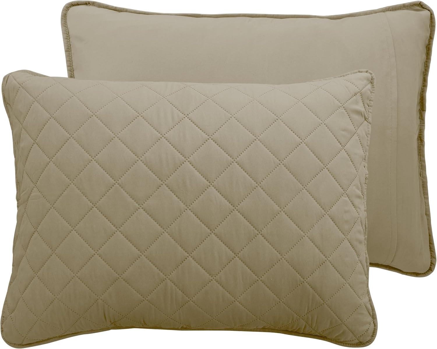 image:imageEasyGoing FullQueen Size Reversible Quilt Set with 1 Quilt and 2 Pillow Shams Soft Bed Quilt Cover Lightweight Microfiber Bedspread Water and Stain Resistant GrayLight GrayBeigeBeige