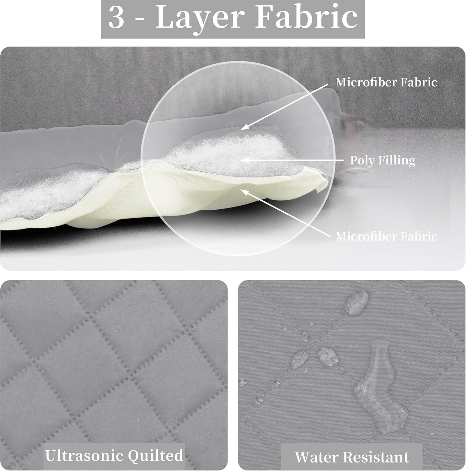 image:imageEasyGoing FullQueen Size Reversible Quilt Set with 1 Quilt and 2 Pillow Shams Soft Bed Quilt Cover Lightweight Microfiber Bedspread Water and Stain Resistant GrayLight GrayLight GrayIvory