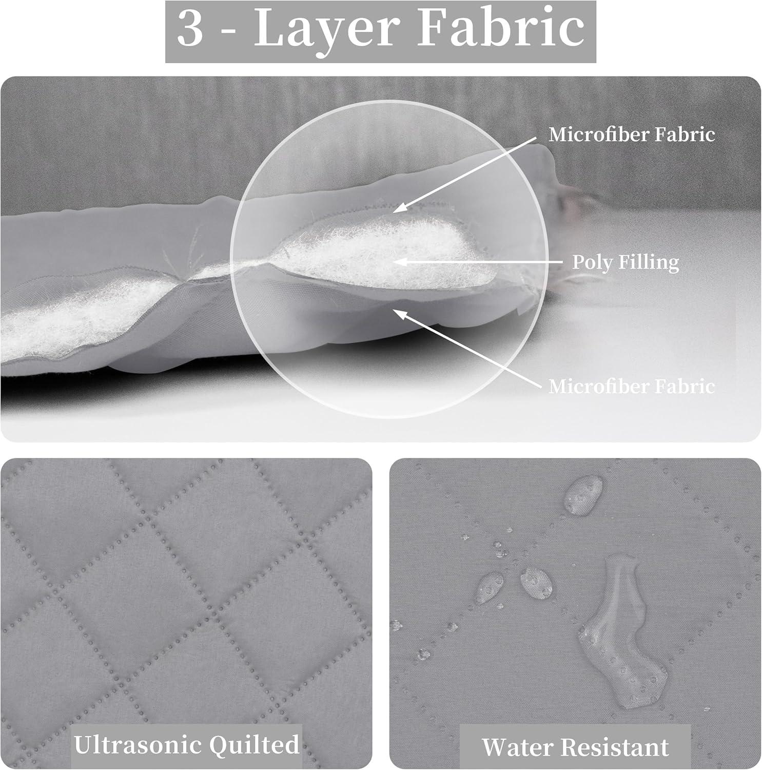 image:imageEasyGoing FullQueen Size Reversible Quilt Set with 1 Quilt and 2 Pillow Shams Soft Bed Quilt Cover Lightweight Microfiber Bedspread Water and Stain Resistant GrayLight GrayLight GrayIvory