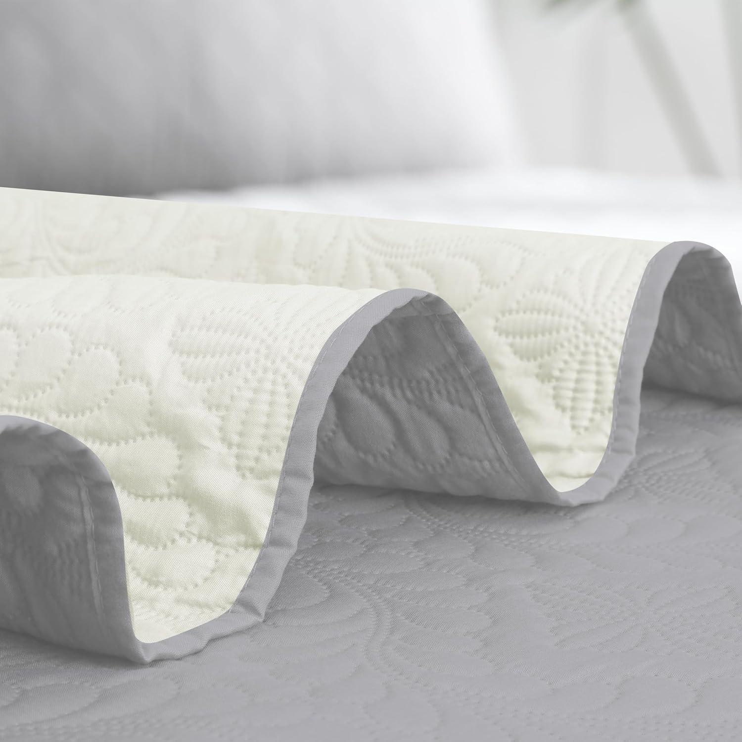 image:imageEasyGoing FullQueen Size Reversible Quilt Set with 1 Quilt and 2 Pillow Shams Soft Bed Quilt Cover Lightweight Microfiber Bedspread Water and Stain Resistant GrayLight GrayOlive Leaflight GrayIvory