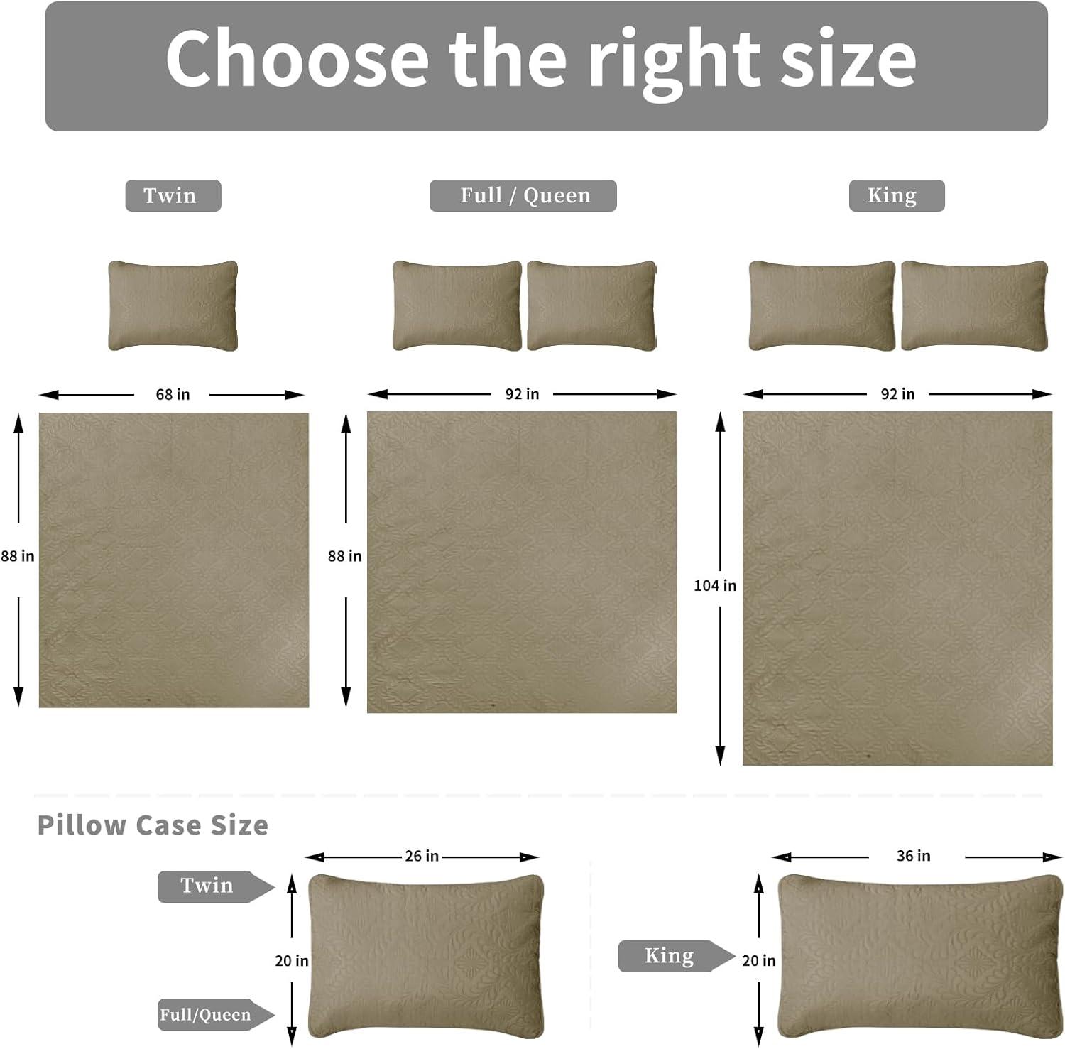 image:imageEasyGoing FullQueen Size Reversible Quilt Set with 1 Quilt and 2 Pillow Shams Soft Bed Quilt Cover Lightweight Microfiber Bedspread Water and Stain Resistant GrayLight GrayOlive LeafbeigeBeige