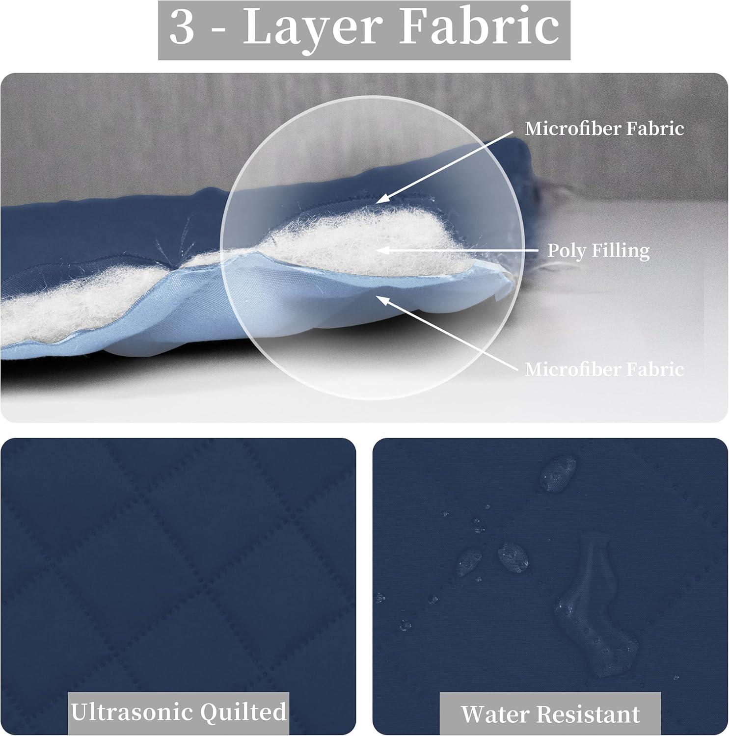 image:imageEasyGoing FullQueen Size Reversible Quilt Set with 1 Quilt and 2 Pillow Shams Soft Bed Quilt Cover Lightweight Microfiber Bedspread Water and Stain Resistant GrayLight GrayDark BlueLight Blue