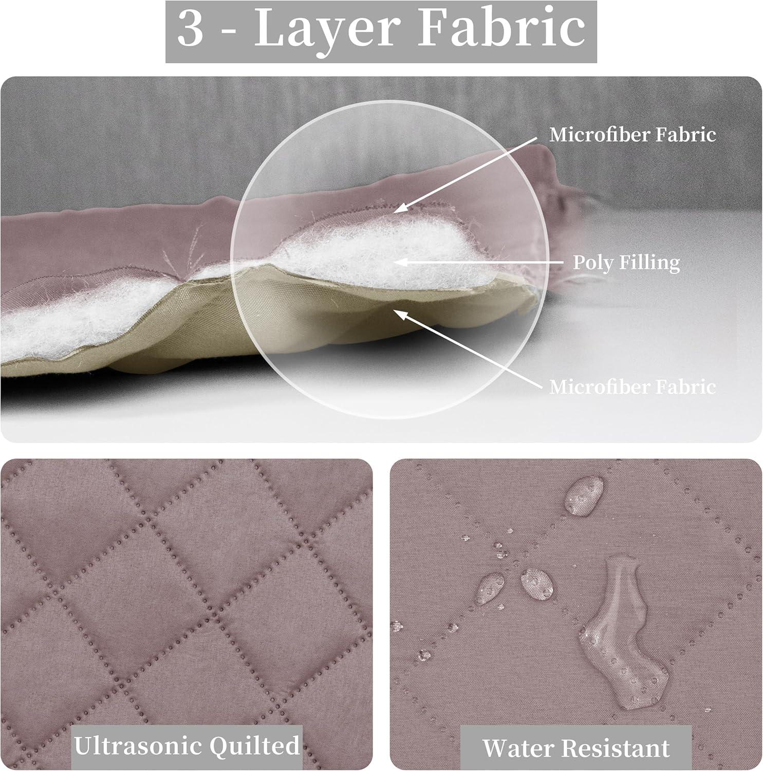 image:imageEasyGoing FullQueen Size Reversible Quilt Set with 1 Quilt and 2 Pillow Shams Soft Bed Quilt Cover Lightweight Microfiber Bedspread Water and Stain Resistant GrayLight GrayPinkBeige