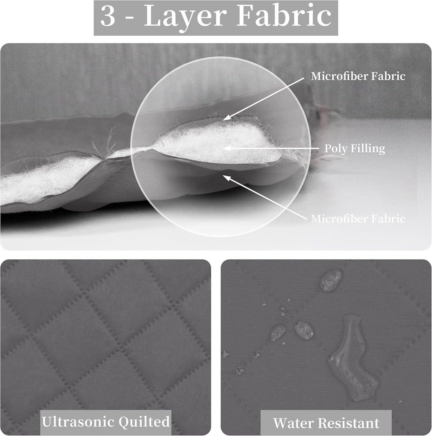 image:imageEasyGoing FullQueen Size Reversible Quilt Set with 1 Quilt and 2 Pillow Shams Soft Bed Quilt Cover Lightweight Microfiber Bedspread Water and Stain Resistant GrayLight GrayGrayLight Gray