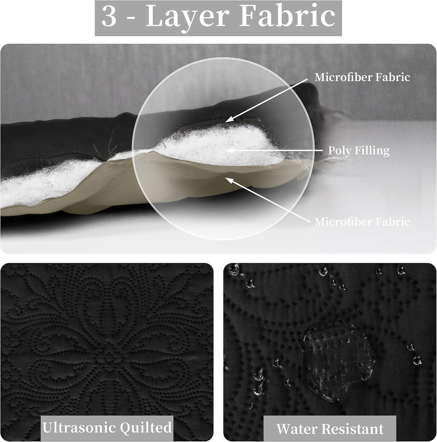 image:imageEasyGoing FullQueen Size Reversible Quilt Set with 1 Quilt and 2 Pillow Shams Soft Bed Quilt Cover Lightweight Microfiber Bedspread Water and Stain Resistant GrayLight GrayDamaskblackBeige