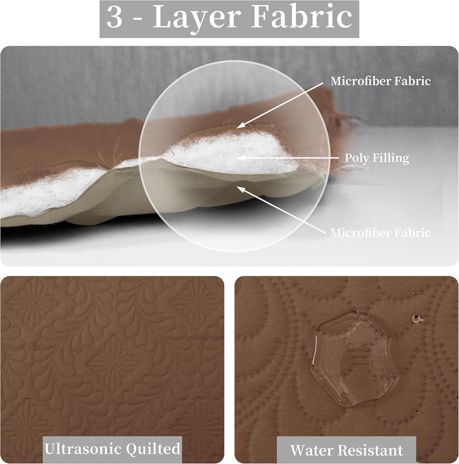 image:imageEasyGoing FullQueen Size Reversible Quilt Set with 1 Quilt and 2 Pillow Shams Soft Bed Quilt Cover Lightweight Microfiber Bedspread Water and Stain Resistant GrayLight GrayOlive LeafbrownBeige