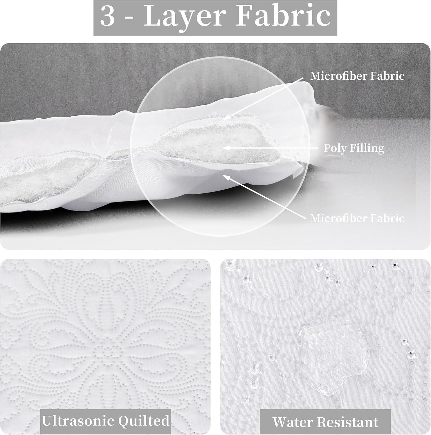 image:imageEasyGoing FullQueen Size Reversible Quilt Set with 1 Quilt and 2 Pillow Shams Soft Bed Quilt Cover Lightweight Microfiber Bedspread Water and Stain Resistant GrayLight GrayDamaskwhiteWhite