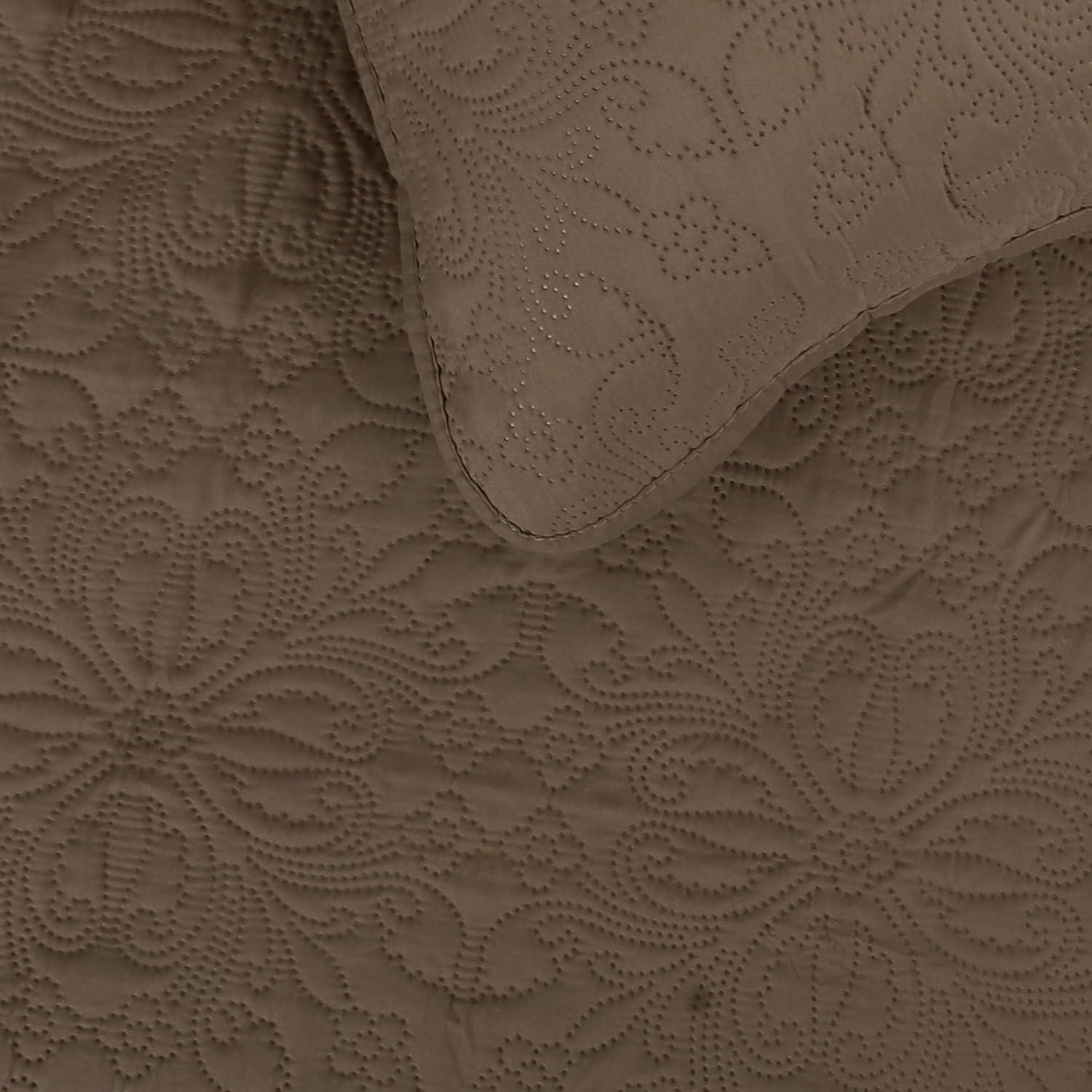 image:imageEasyGoing FullQueen Size Reversible Quilt Set with 1 Quilt and 2 Pillow Shams Soft Bed Quilt Cover Lightweight Microfiber Bedspread Water and Stain Resistant GrayLight GrayDamaskcamelIvory