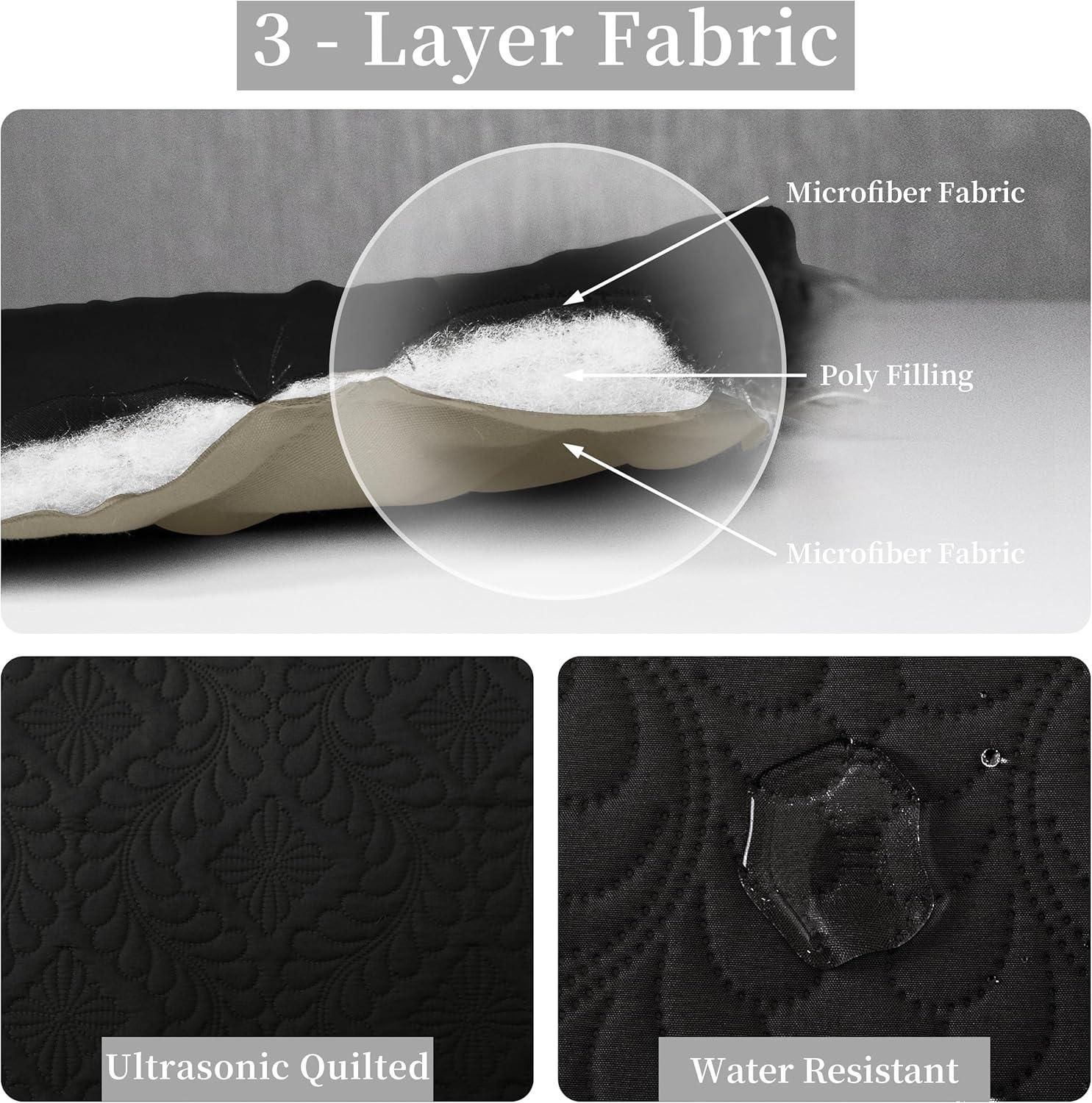 image:imageEasyGoing FullQueen Size Reversible Quilt Set with 1 Quilt and 2 Pillow Shams Soft Bed Quilt Cover Lightweight Microfiber Bedspread Water and Stain Resistant GrayLight GrayOlive LeafblackBeige