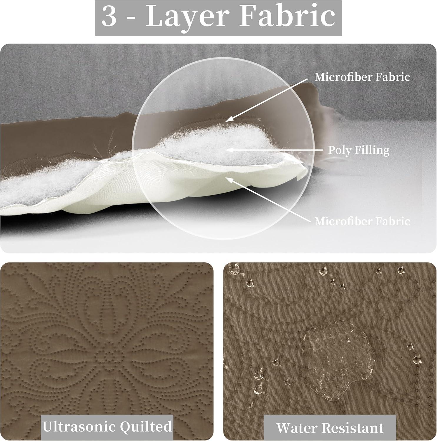 image:imageEasyGoing FullQueen Size Reversible Quilt Set with 1 Quilt and 2 Pillow Shams Soft Bed Quilt Cover Lightweight Microfiber Bedspread Water and Stain Resistant GrayLight GrayDamaskcamelIvory