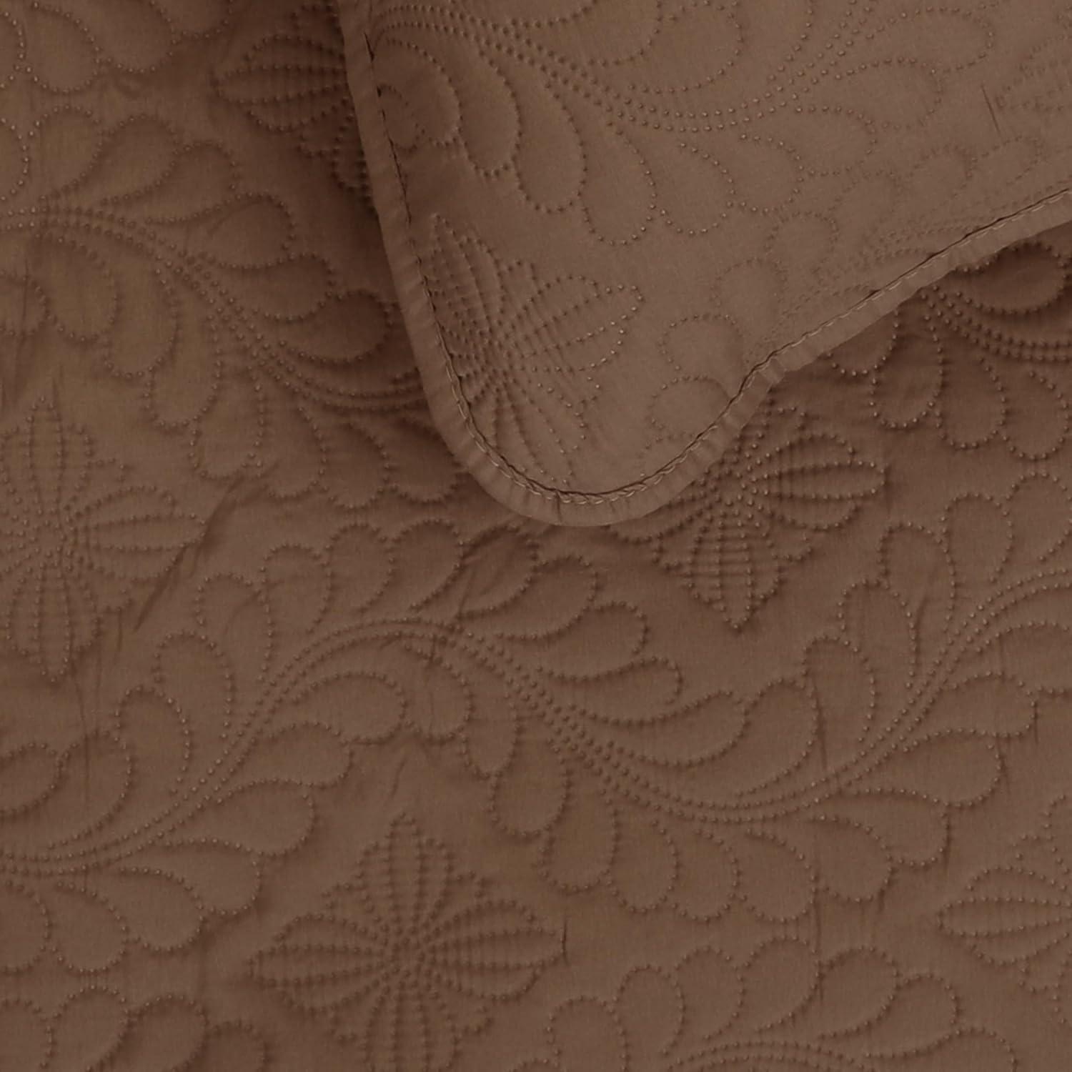 image:imageEasyGoing FullQueen Size Reversible Quilt Set with 1 Quilt and 2 Pillow Shams Soft Bed Quilt Cover Lightweight Microfiber Bedspread Water and Stain Resistant GrayLight GrayOlive LeafbrownBeige