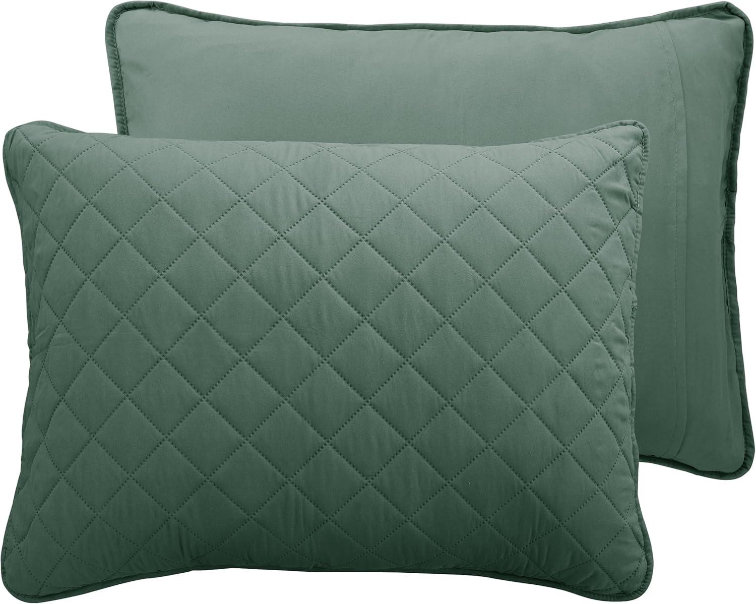 image:imageEasyGoing FullQueen Size Reversible Quilt Set with 1 Quilt and 2 Pillow Shams Soft Bed Quilt Cover Lightweight Microfiber Bedspread Water and Stain Resistant GrayLight GrayCyanIvory