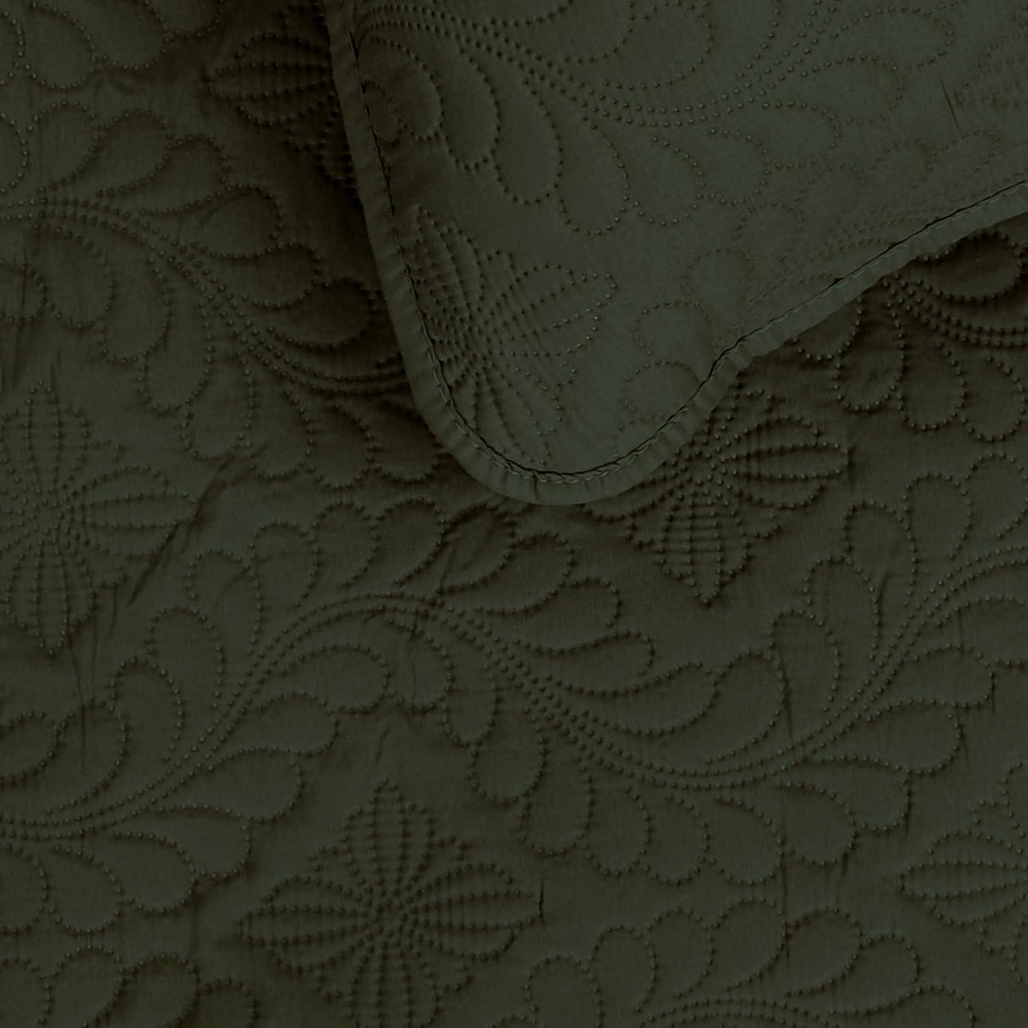 image:imageEasyGoing FullQueen Size Reversible Quilt Set with 1 Quilt and 2 Pillow Shams Soft Bed Quilt Cover Lightweight Microfiber Bedspread Water and Stain Resistant GrayLight GrayOlive Leafarmy GreenBeige