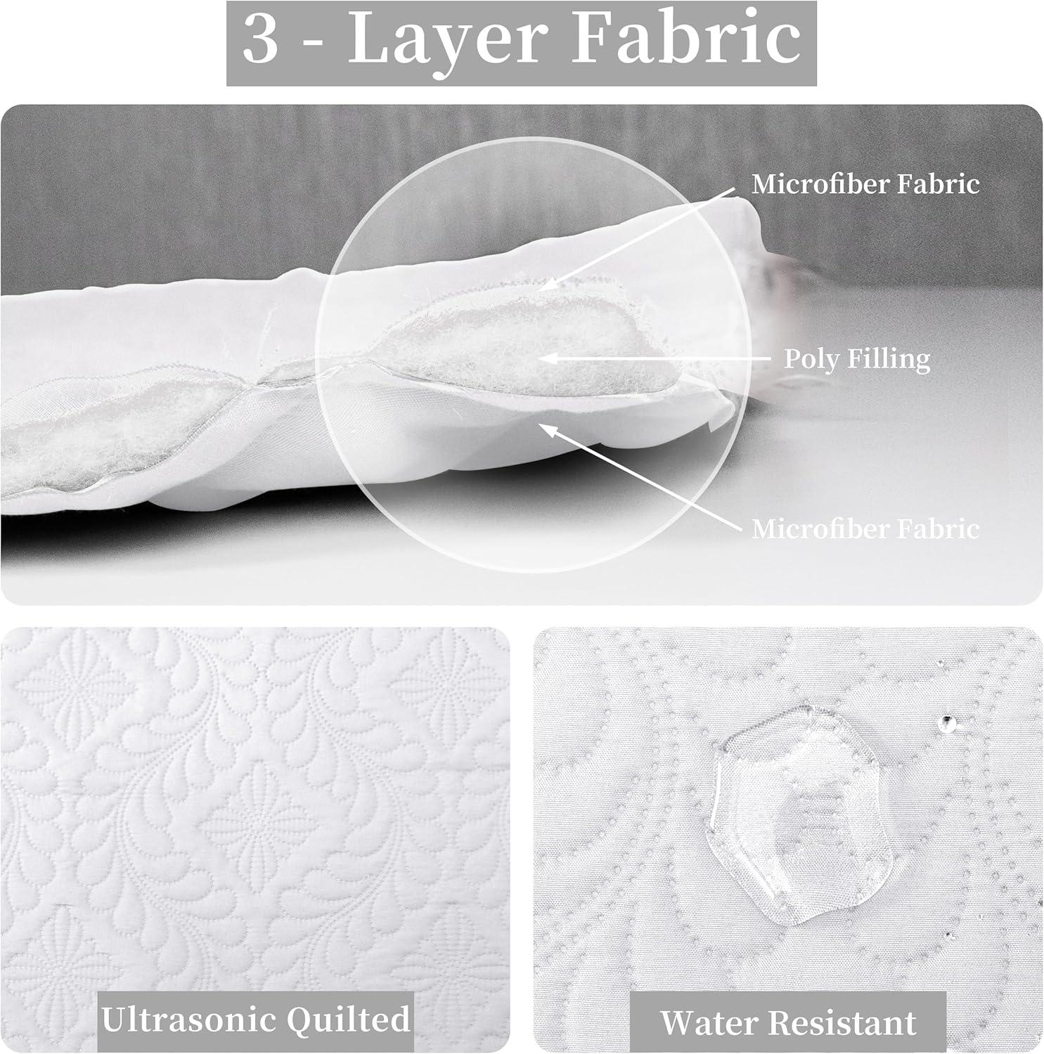 image:imageEasyGoing FullQueen Size Reversible Quilt Set with 1 Quilt and 2 Pillow Shams Soft Bed Quilt Cover Lightweight Microfiber Bedspread Water and Stain Resistant GrayLight GrayOlive LeafwhiteWhite