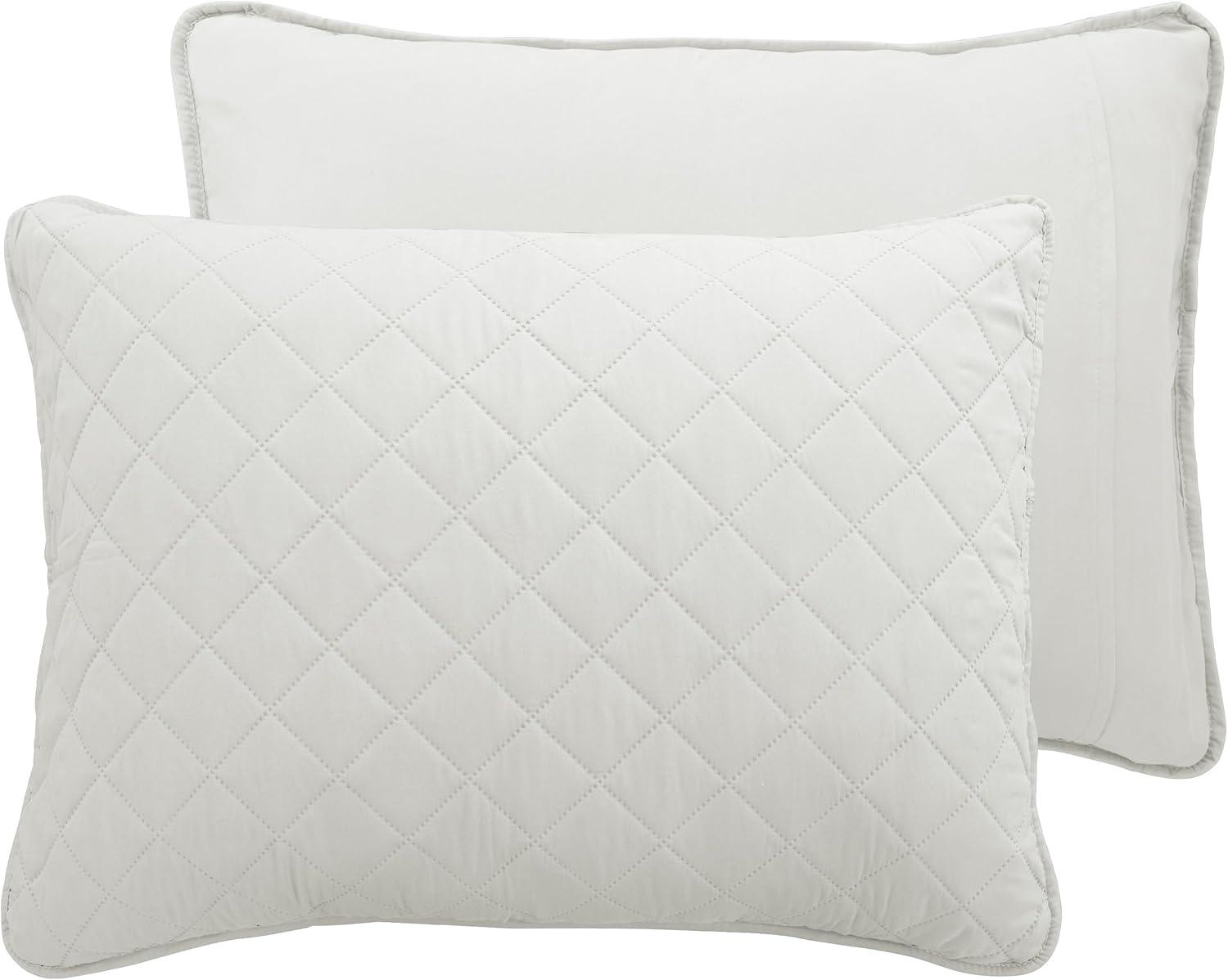 image:imageEasyGoing FullQueen Size Reversible Quilt Set with 1 Quilt and 2 Pillow Shams Soft Bed Quilt Cover Lightweight Microfiber Bedspread Water and Stain Resistant GrayLight GrayIvoryIvory